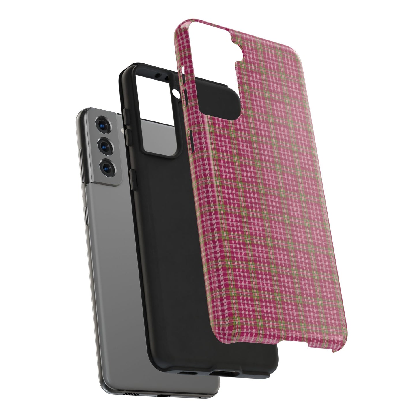 Stylish Tough Phone Cases - Protect Your Phone with Trendy Plaid Design, Gift for Her, Pink Plaid Design