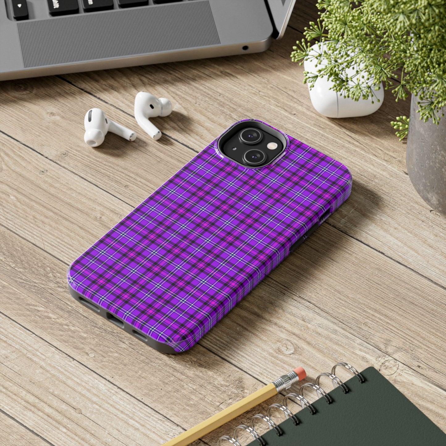Purple Plaid Stylish Tough Phone Cases, Durable Phone Cover, Protective Case, Trendy Design, Gifts for Her - Celtic Scents