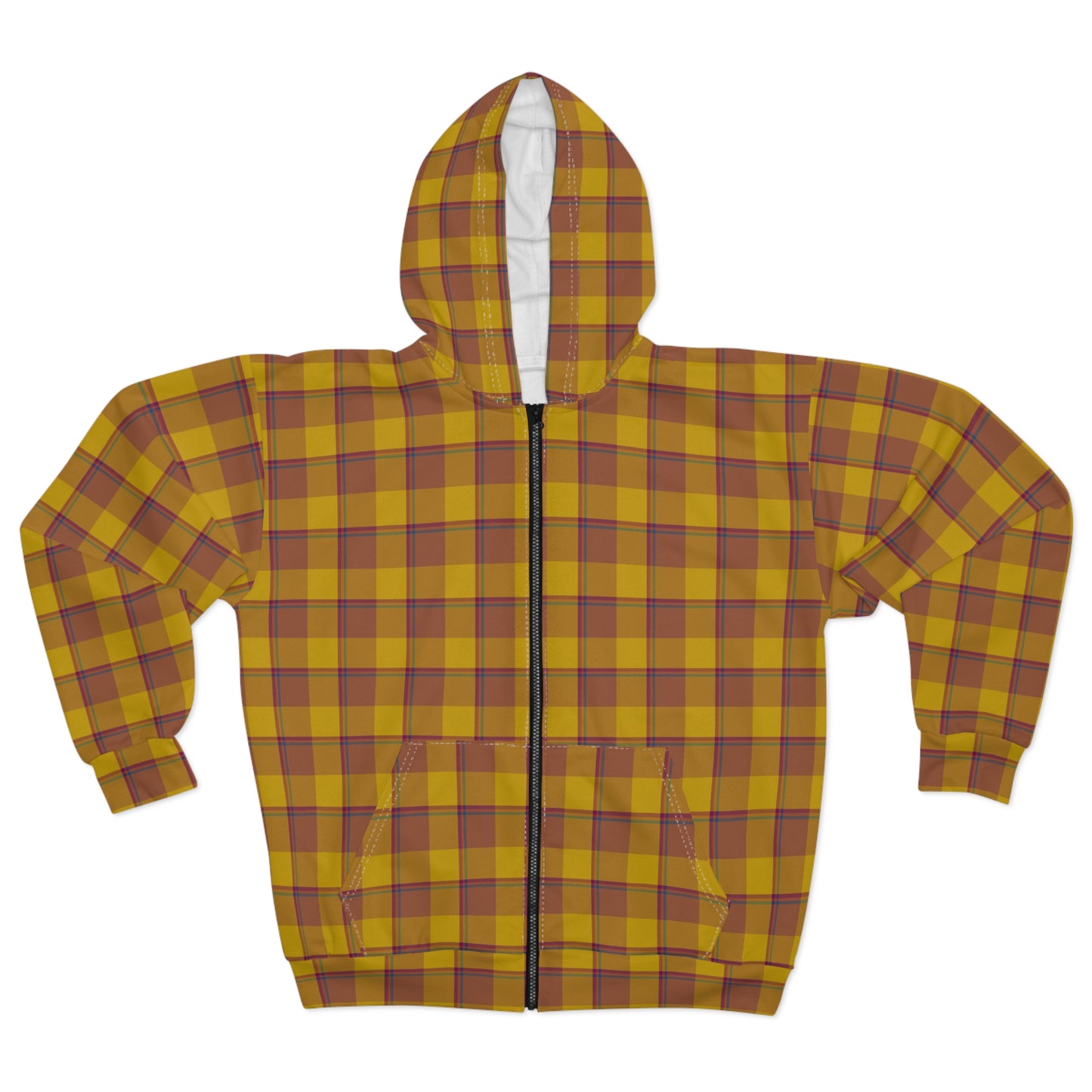 Cozy Plaid Zip Hoodie, Warm Layer for Fall, Unisex Gift for Comfort Seekers, Casual Wear, Autumn Style, Everyday Essentials - Celtic Scents