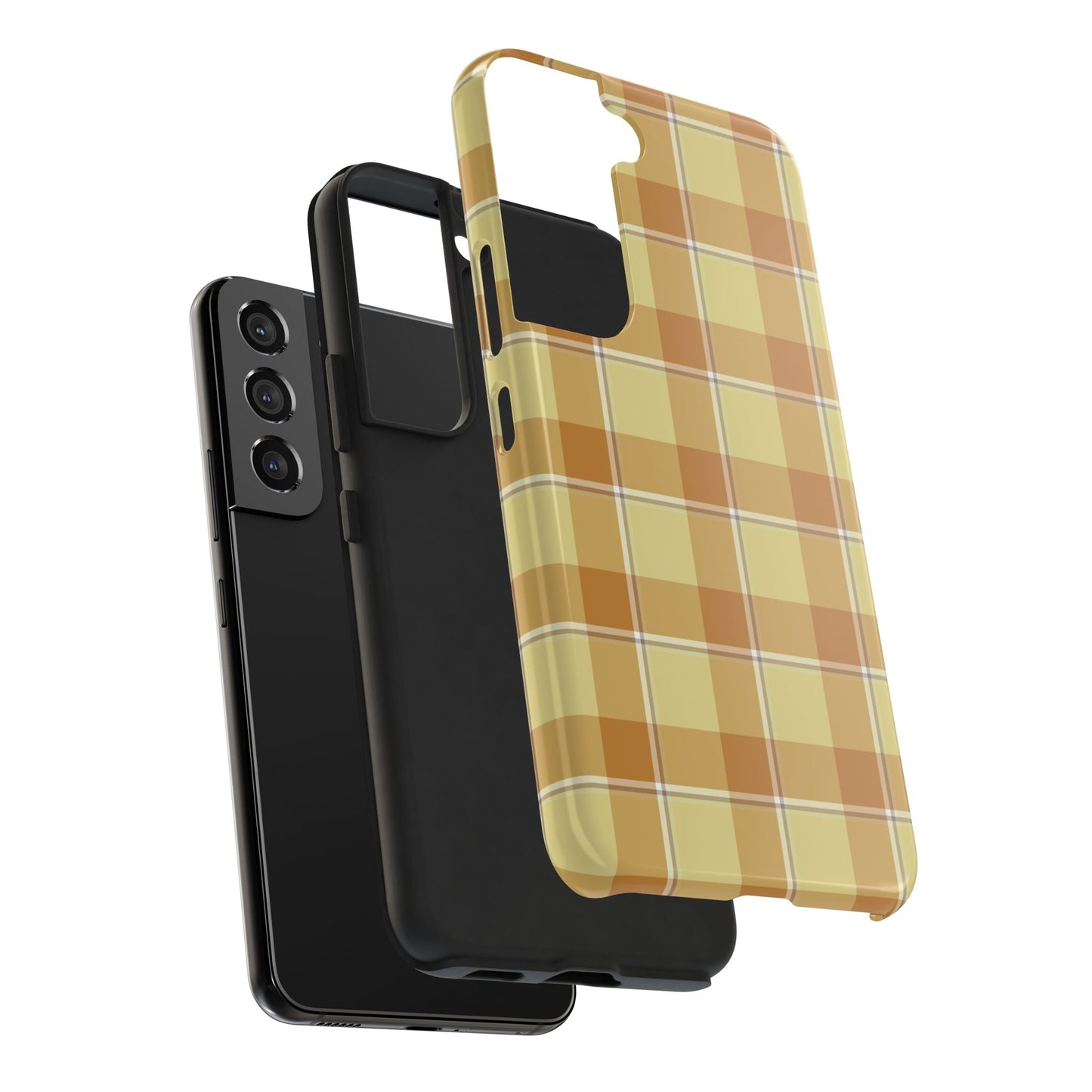 Stylish Autumn Plaid Tough Phone Cases, Trendy Phone Accessories, Durable Phone Protection, Yellow and Brown Plaid, Perfect Gift