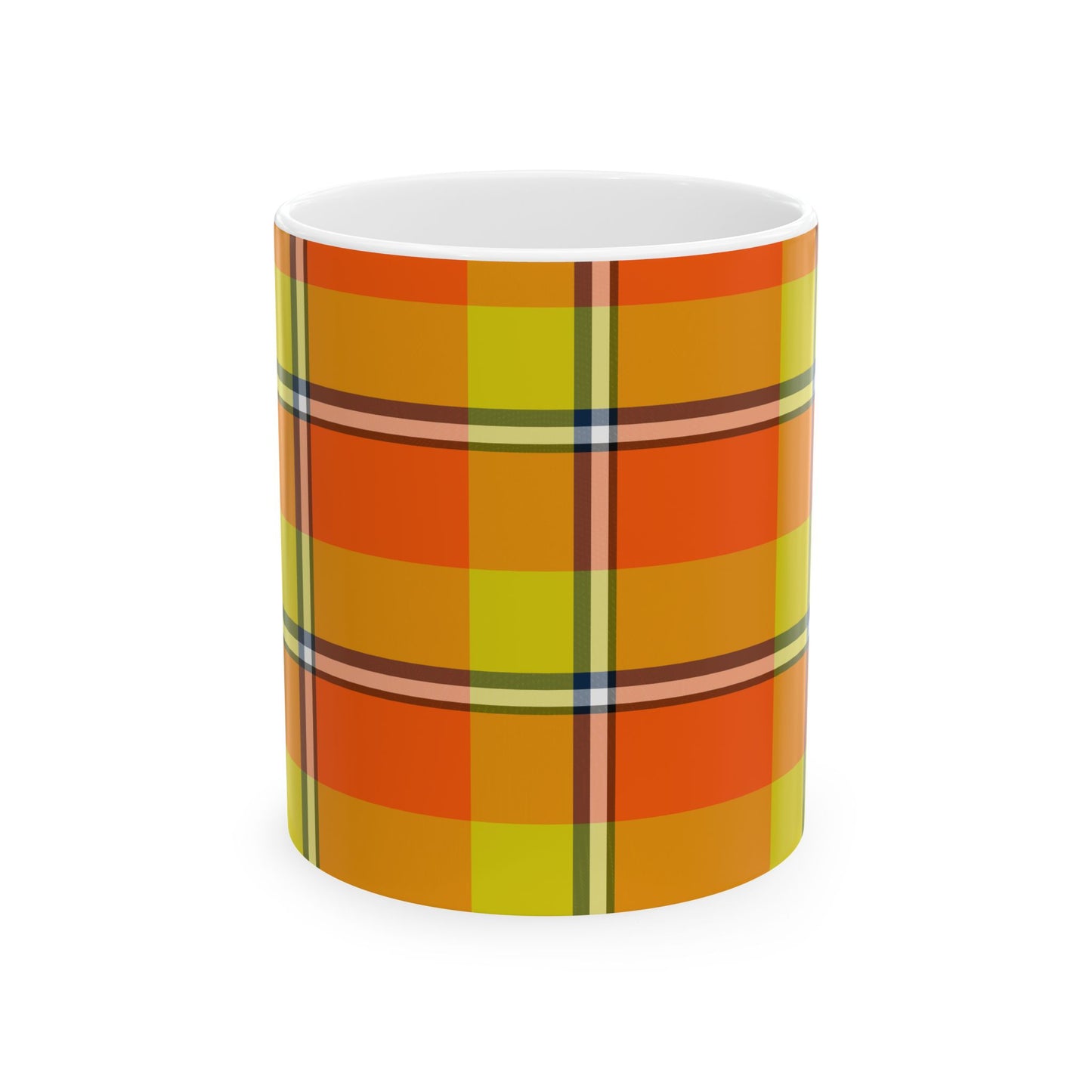 Vibrant Autumn Plaid Ceramic Mug | Cozy Coffee Cup, Autumn Decor, Gift for Her, Kitchen Essentials, Colorful Mug - Celtic Scents