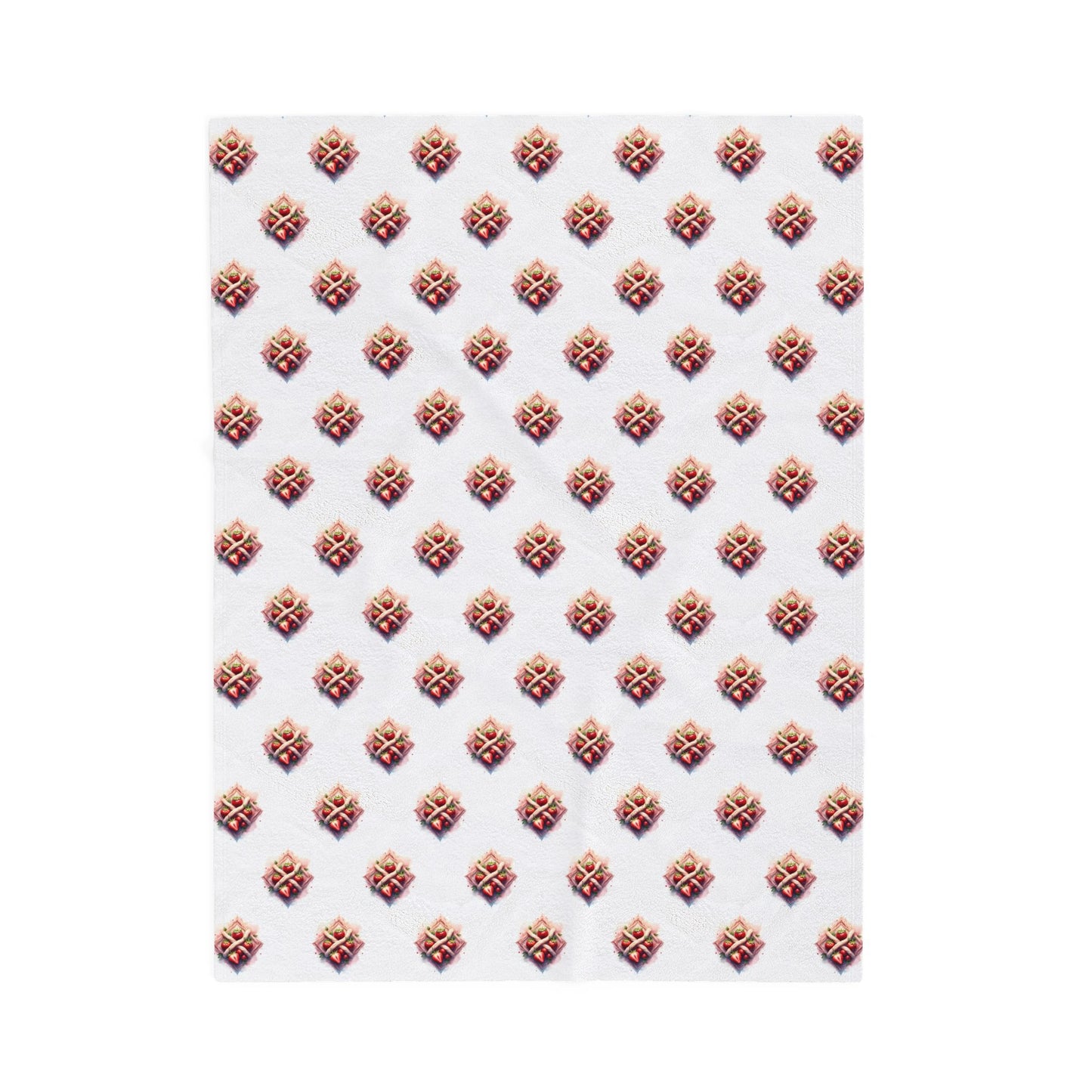 Cozy Velveteen Plush Blanket for Warmth, Home Decor, Gifting, Living Room Accessory, Snuggling, Strawberry Design - Celtic Scents