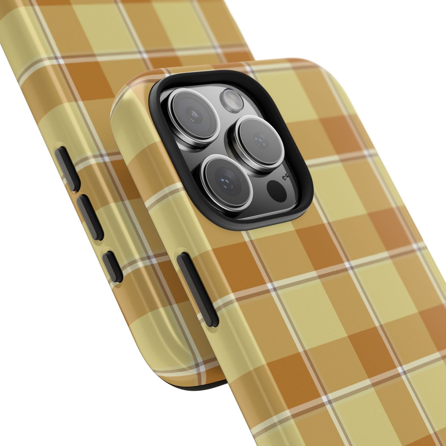 Stylish Autumn Plaid Tough Phone Cases, Trendy Phone Accessories, Durable Phone Protection, Yellow and Brown Plaid, Perfect Gift