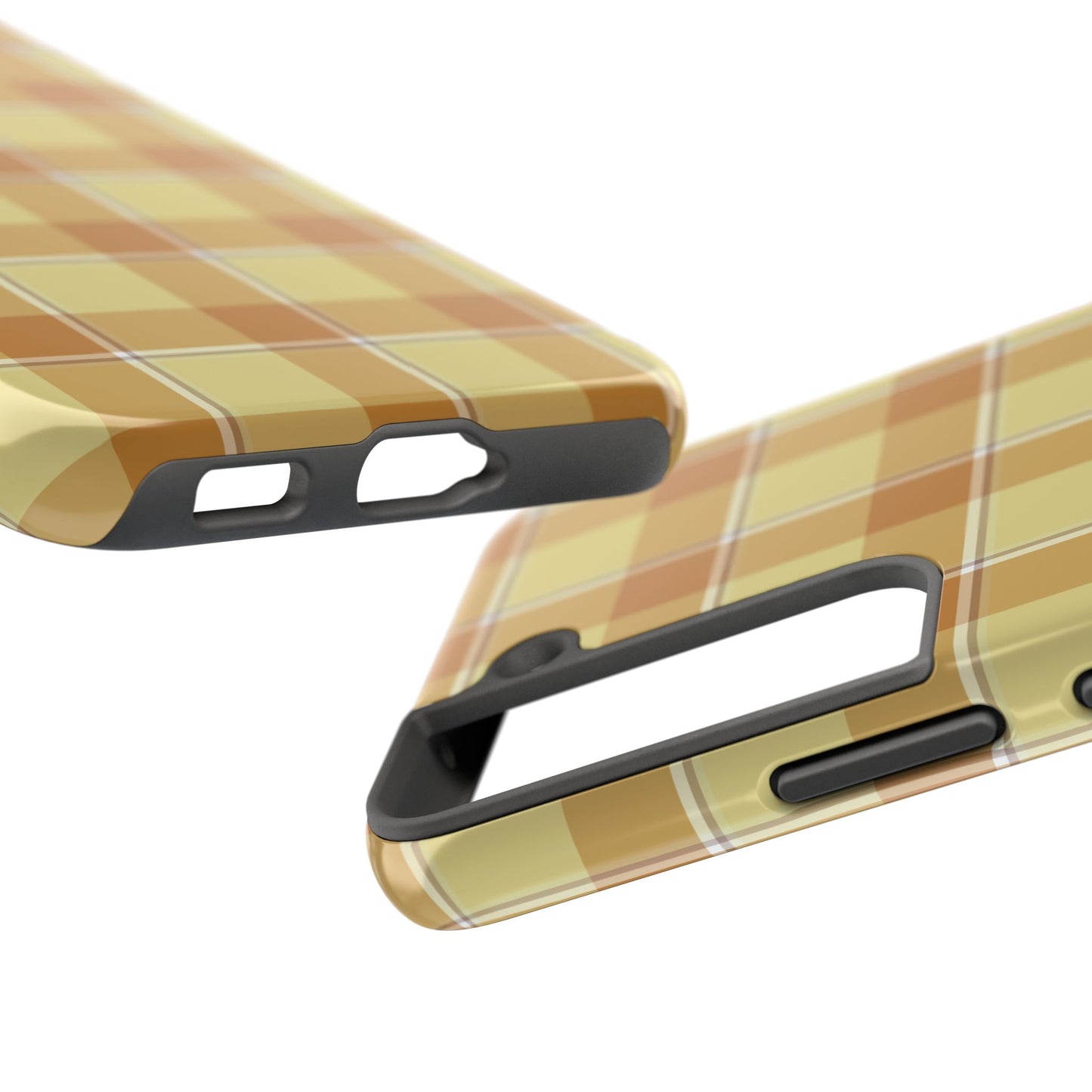 Stylish Autumn Plaid Tough Phone Cases, Trendy Phone Accessories, Durable Phone Protection, Yellow and Brown Plaid, Perfect Gift