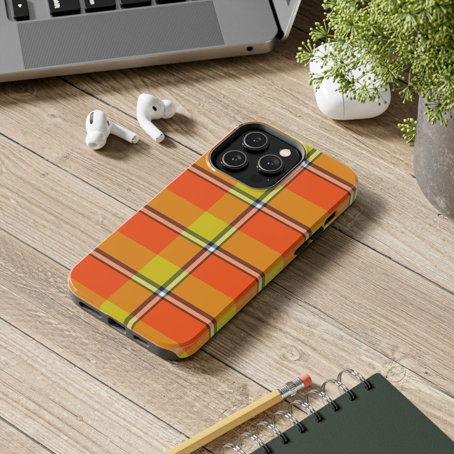 Vibrant Autumn Plaid Phone Case | Tough Phone Protector, Colorful Tech Accessory, Stylish Gift for Him/Her, Fun Birthday Present, Trendy - Celtic Scents