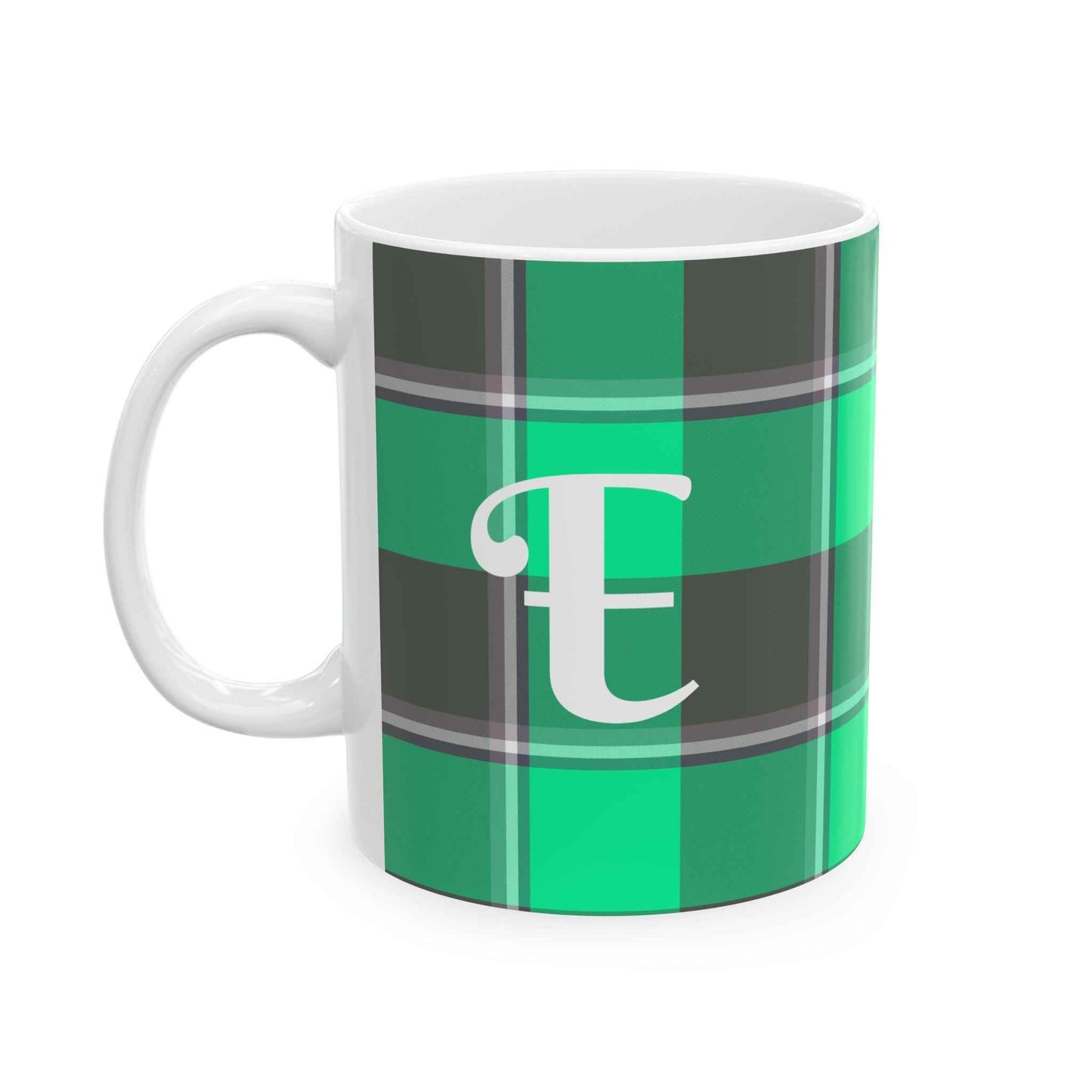 Personalized Plaid Ceramic Mug, Cozy Gift, Coffee Lover's Cup, Kitchen Decor, Holiday Drinkware