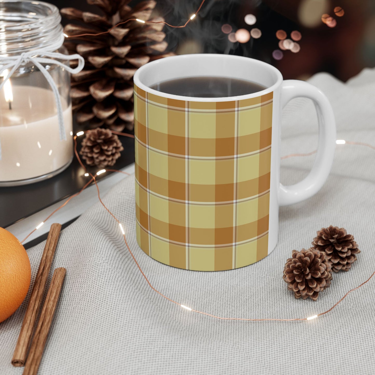 Cozy Plaid Ceramic Mug for Coffee Lovers, Ideal Gift for Birthdays, Holidays, Home Decor, Rustic Kitchen, Fall Vibes, Perfect for Tea - Celtic Scents