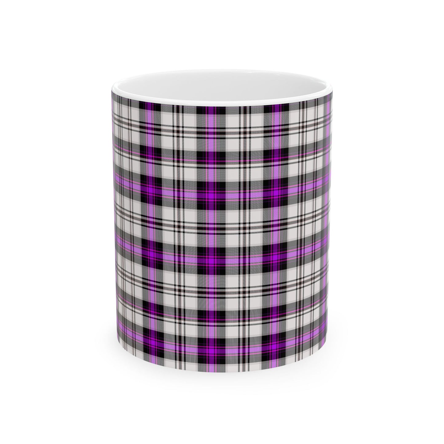Purple Plaid Ceramic Mug, Cozy Drinkware, Gift for Her, Kitchen Decor, Fall Vibes, 11oz/15oz Options - Celtic Scents