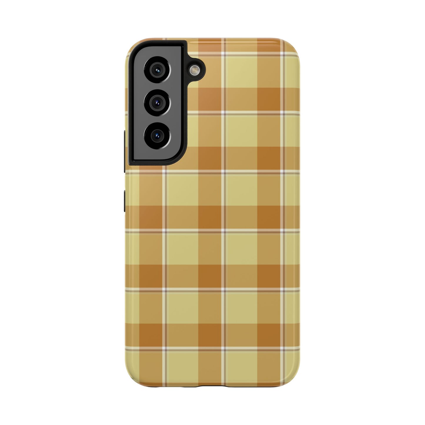 Stylish Autumn Plaid Tough Phone Cases, Trendy Phone Accessories, Durable Phone Protection, Yellow and Brown Plaid, Perfect Gift - Celtic Scents