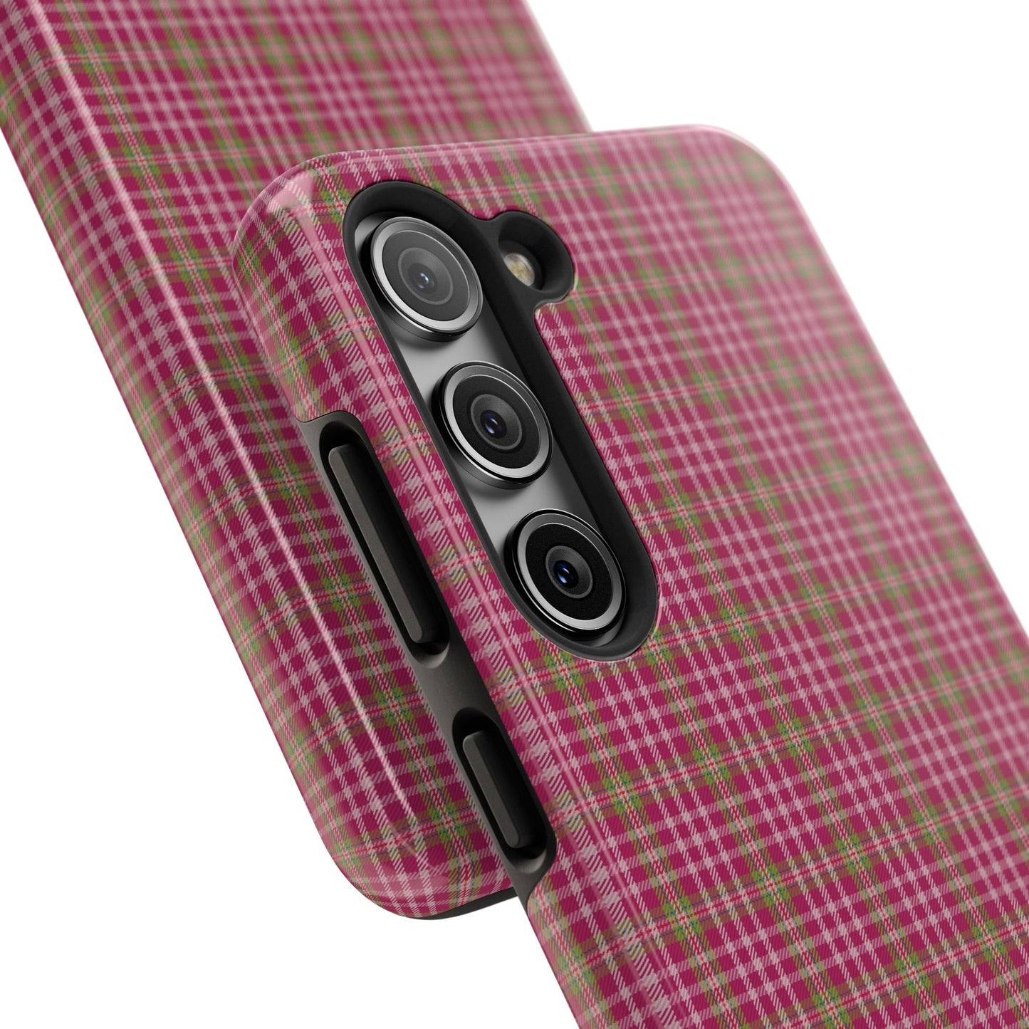 Stylish Tough Phone Cases - Protect Your Phone with Trendy Plaid Design, Gift for Her, Pink Plaid Design