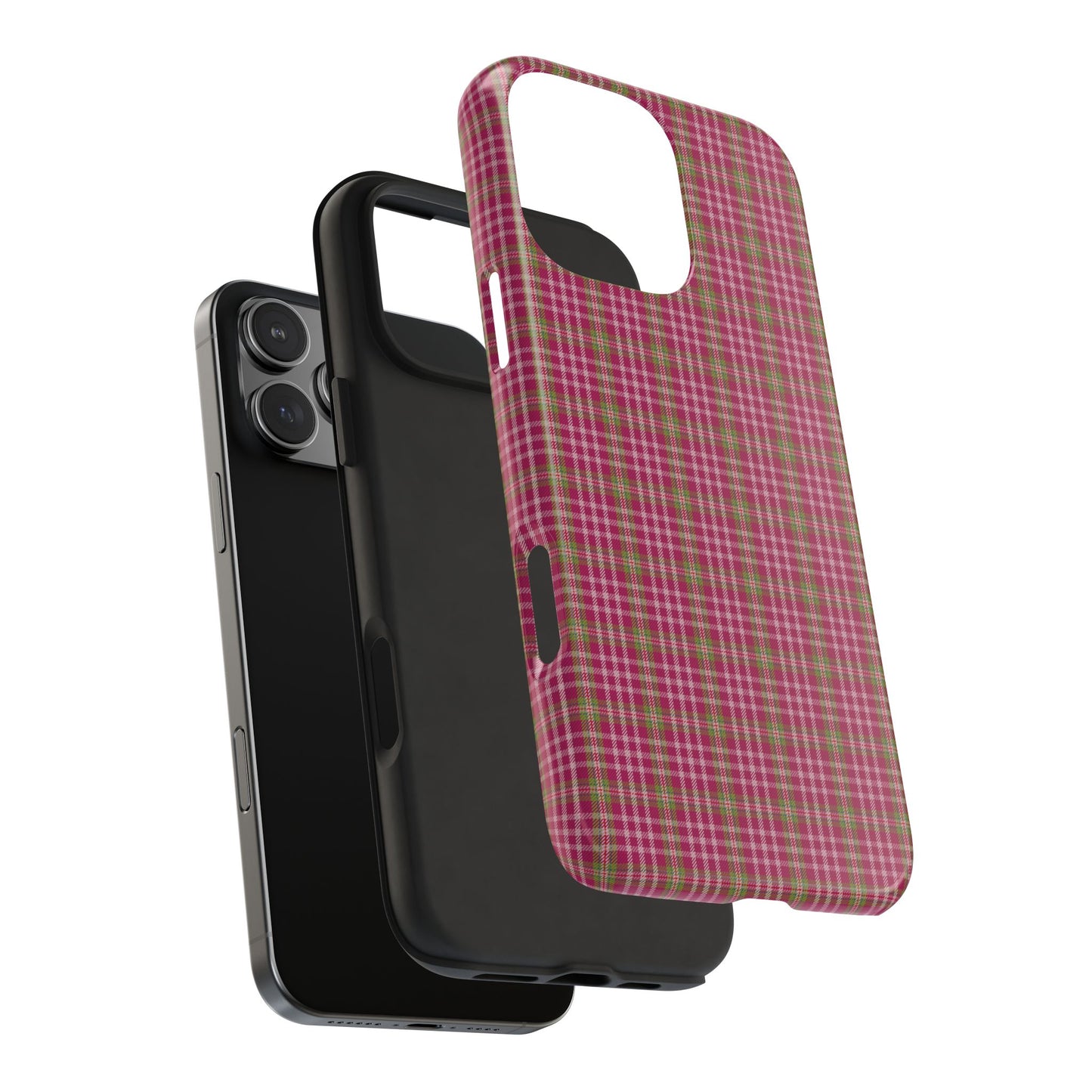 Stylish Tough Phone Cases - Protect Your Phone with Trendy Plaid Design, Gift for Her, Pink Plaid Design