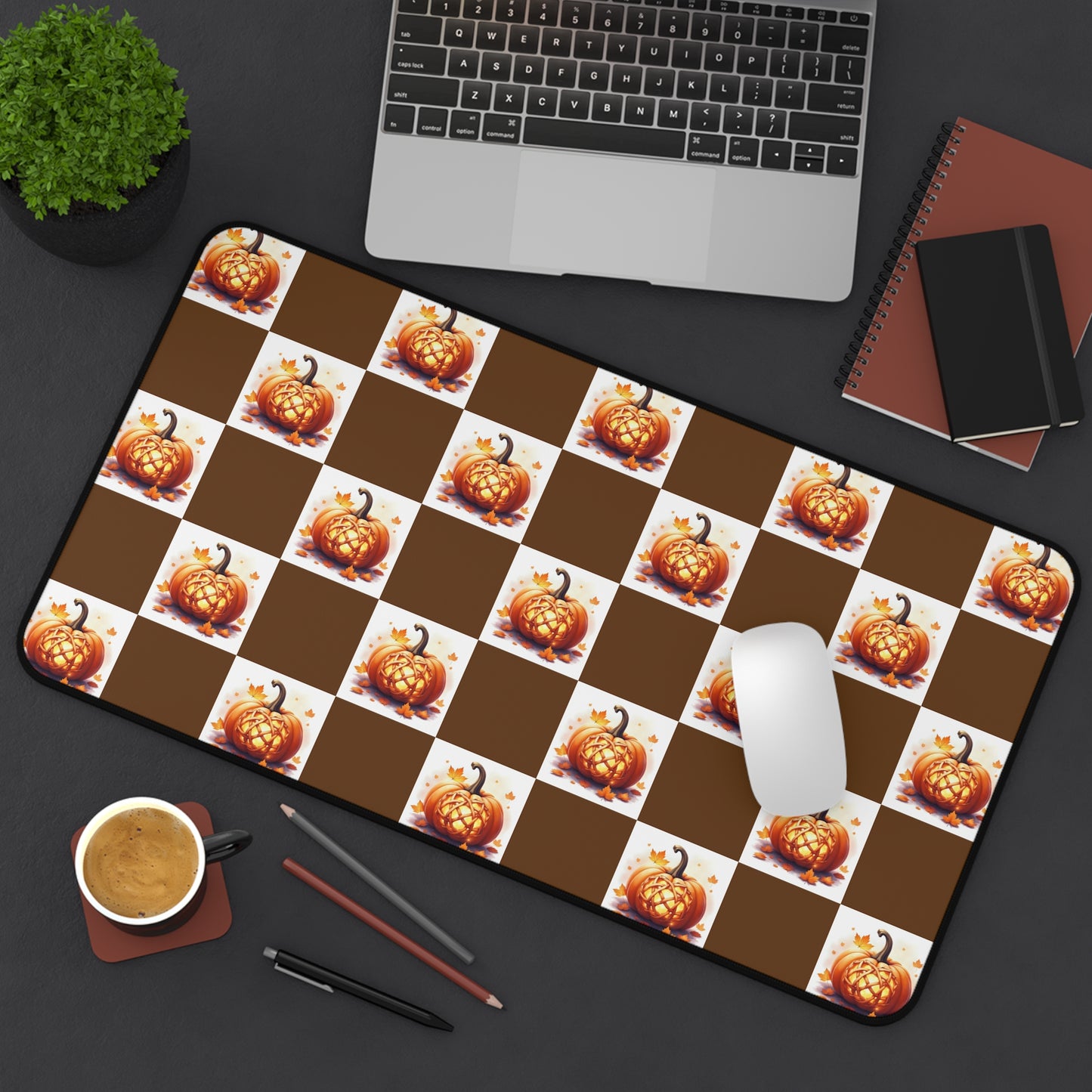 Pumpkin Spice Desk Mat - Autumn Office Decor, Fall Desk Accessory, Seasonal Home Office Gift, Work From Home Essentials, Halloween Decor - Celtic Scents