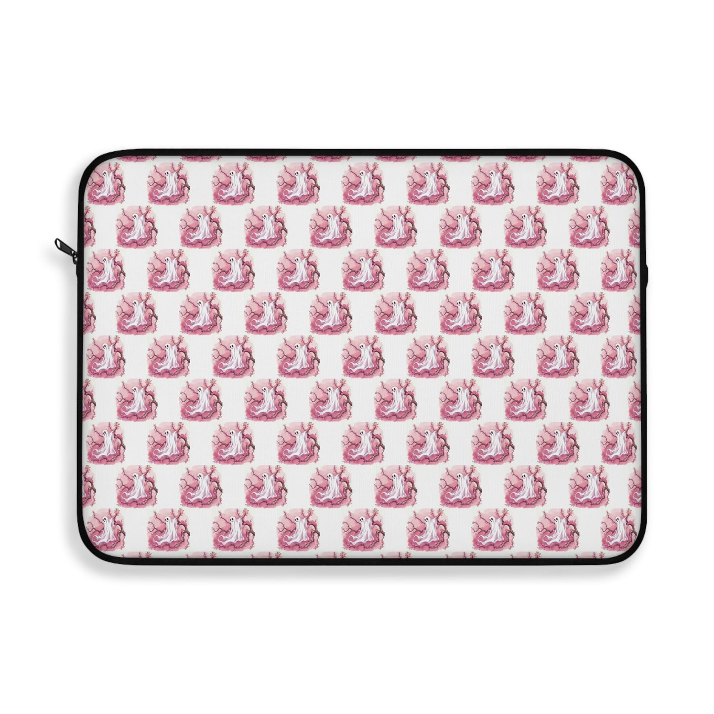 Charming Pink Ghost Laptop Sleeve, Cute Tech Accessory, Gift for Students, Colorful Electronics Cover, Fantasy-themed Sleeve - Celtic Scents