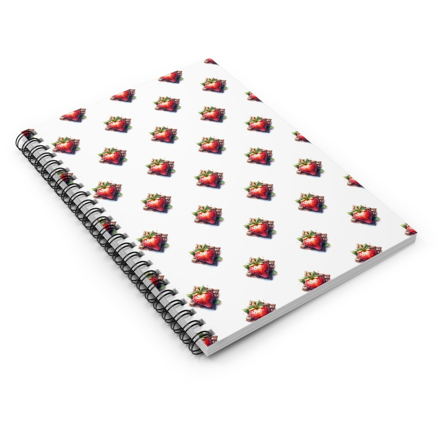 Strawberry Pattern Spiral Notebook - Ruled Lines, Cute Notebook for School, Gift for Students, Journal, Note Taking, Spring Vibes - Celtic Scents
