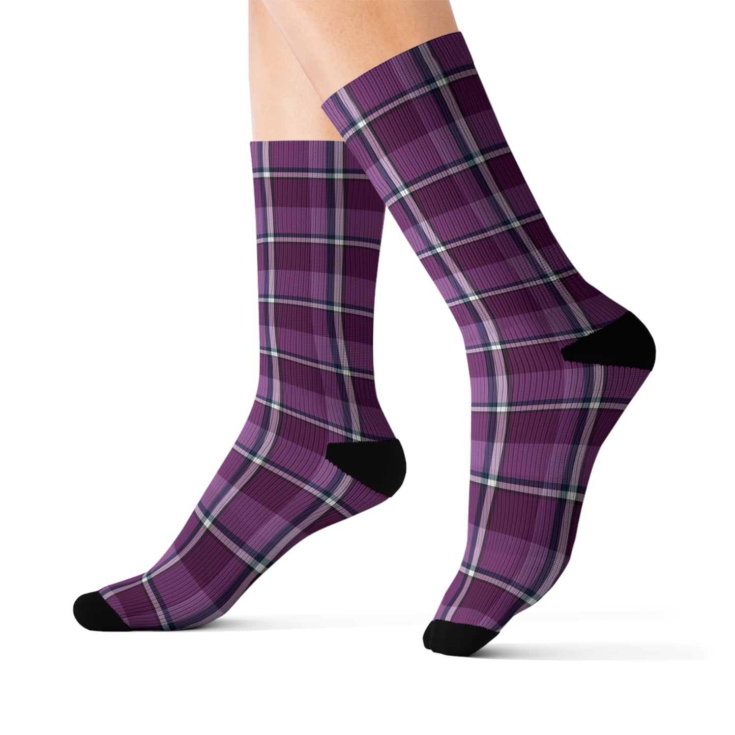 Cozy Plaid Sublimation Socks, Trendy Cotton Blend Footwear, Casual Everyday Wear - Celtic Scents