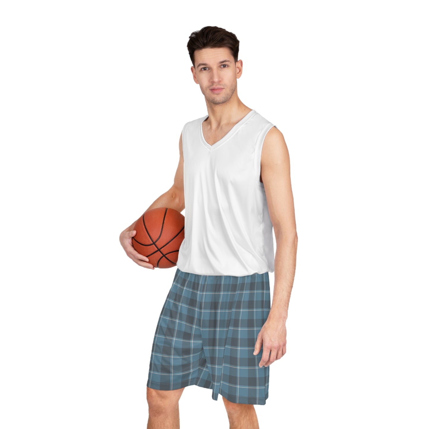 Hoki and Shuttle Gray Plaid Basketball Shorts, Casual Wear, Workout Gear, Gift for Men