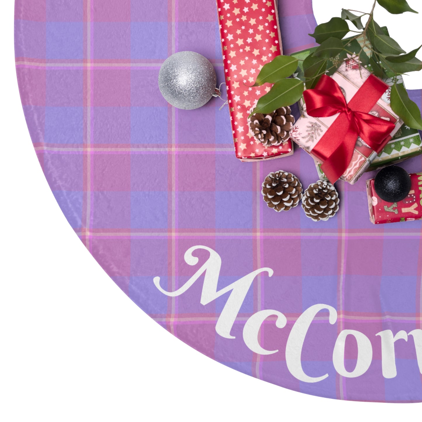 Festive Plaid Christmas Tree Skirt - Personalized Holiday Decor, Christmas Tree Cover, Rustic Home Decoration - Celtic Scents