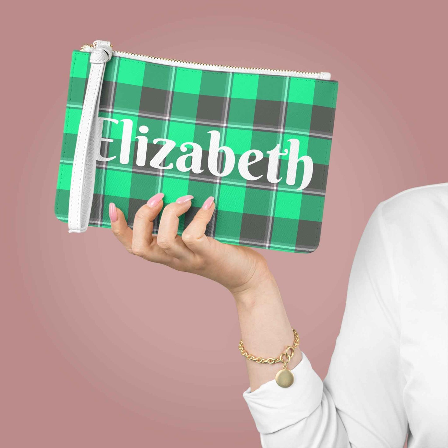 Personalized Plaid Clutch Bag, Monogrammed Accessory for Her, Stylish Evening Bag, Custom Gift for Birthdays, Fashion Handbag
