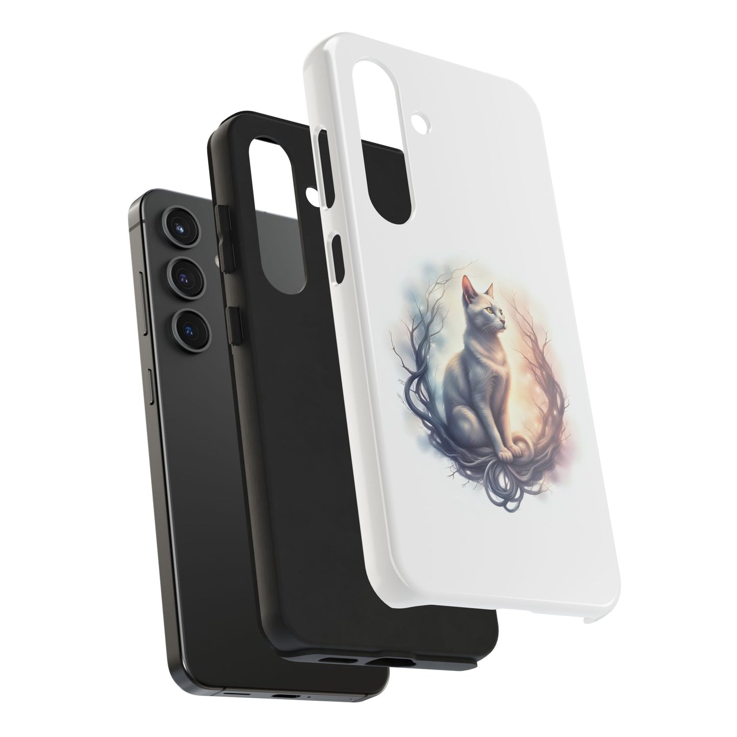 Artistic Cat Phone Case, Tough Phone Cases, Pet Lover Gift, Cat Lover Accessory, Unique Phone Cover, Protector Case
