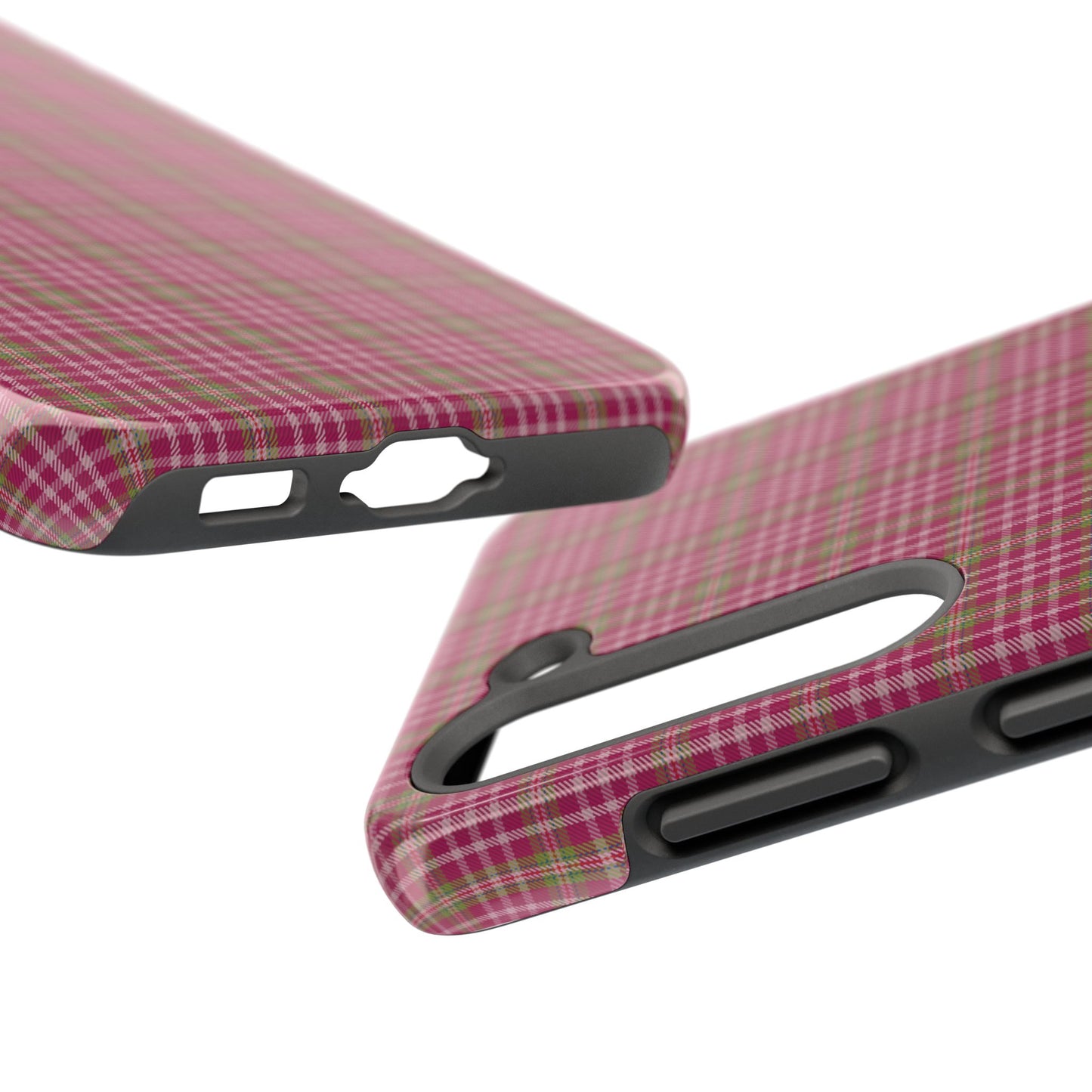 Stylish Tough Phone Cases - Protect Your Phone with Trendy Plaid Design, Gift for Her, Pink Plaid Design