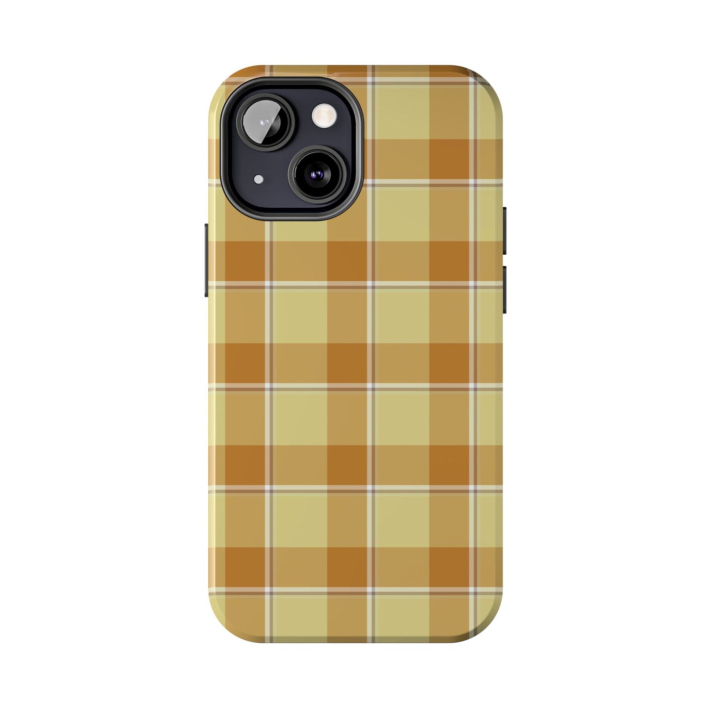 Stylish Autumn Plaid Tough Phone Cases, Trendy Phone Accessories, Durable Phone Protection, Yellow and Brown Plaid, Perfect Gift - Celtic Scents