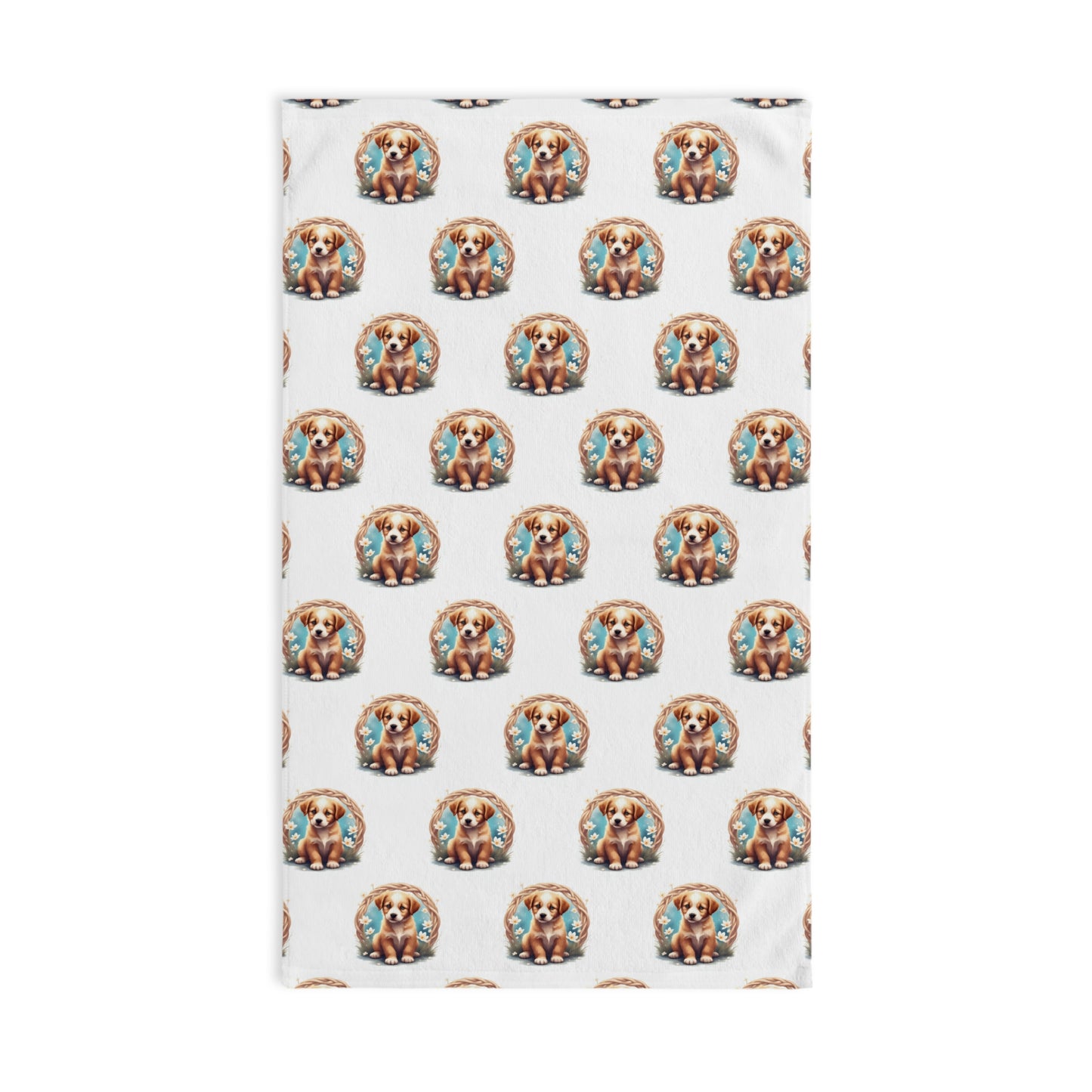 Whimsical Celtic Puppy Pattern Hand Towel - Cute Pet Gift, Home Decor, Dog Lover's Kitchen Towel, Animal Themed Gifts, Pet Owner Accessories