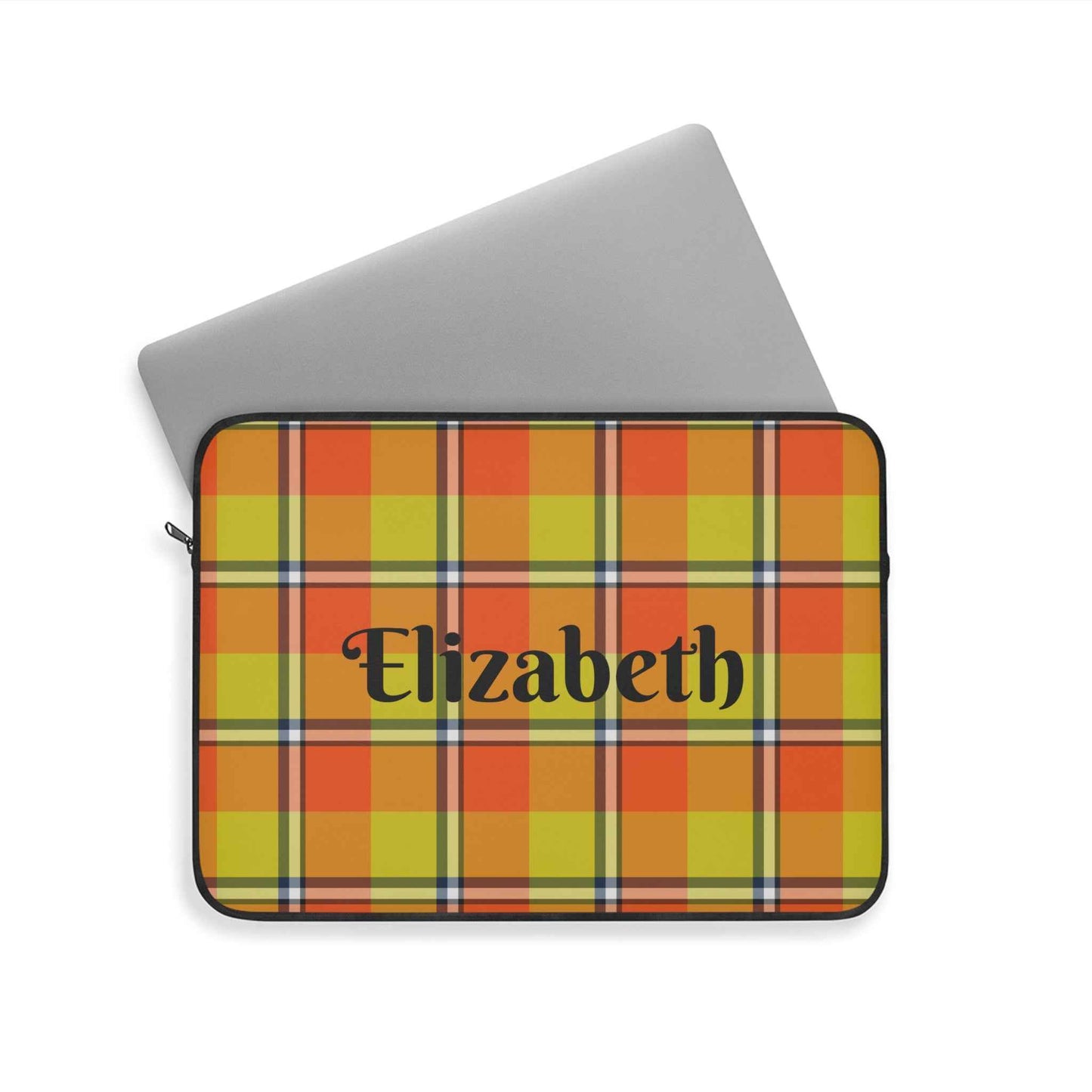 Personalized Laptop Sleeve, Custom Plaid Tech Case, Trendy Accessory, Laptop Bag