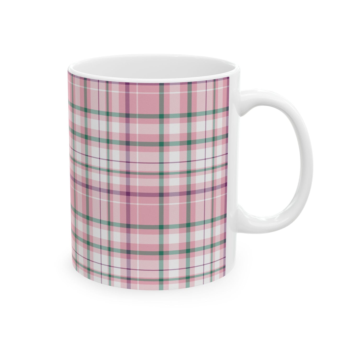 Cozy Multi Pink Plaid Mug | 11oz, 15oz Coffee Cup | Perfect for Autumn, Home Decor, Gift for Friends and Family, Warm Beverage Enjoyment - Celtic Scents