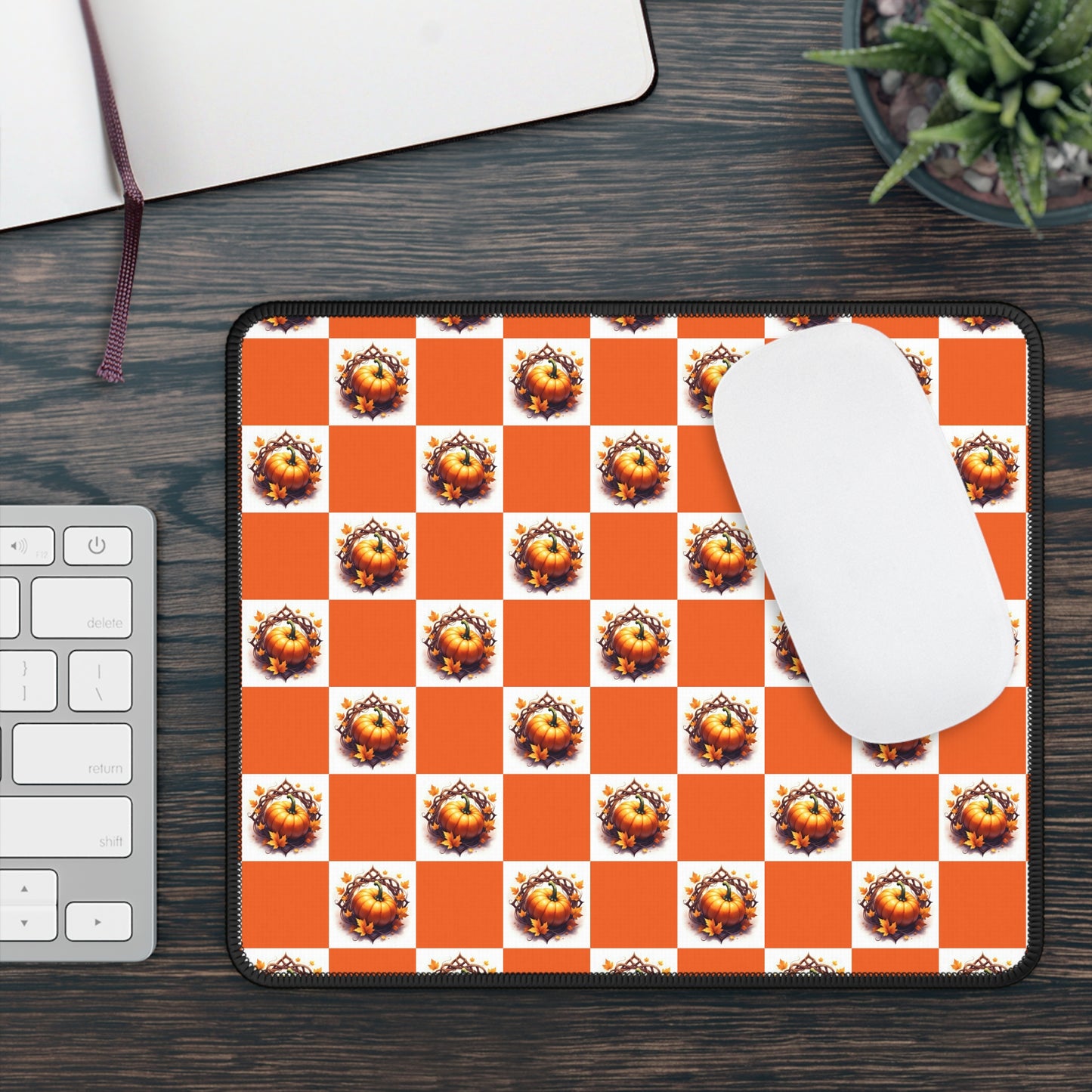 Vibrant Gaming Mouse Pad, Gaming Desk Accessories, Gamer Gift, Office Decor, Mouse Mat, Unique Pumpkin Checkered Design - Celtic Scents