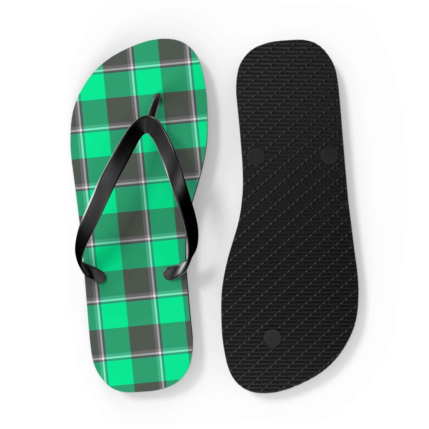 Plaid Pattern Flip Flops, Beach Sandals, Summer Footwear, Poolside Fashion, Vacation Essentials, Gifts for Her/His