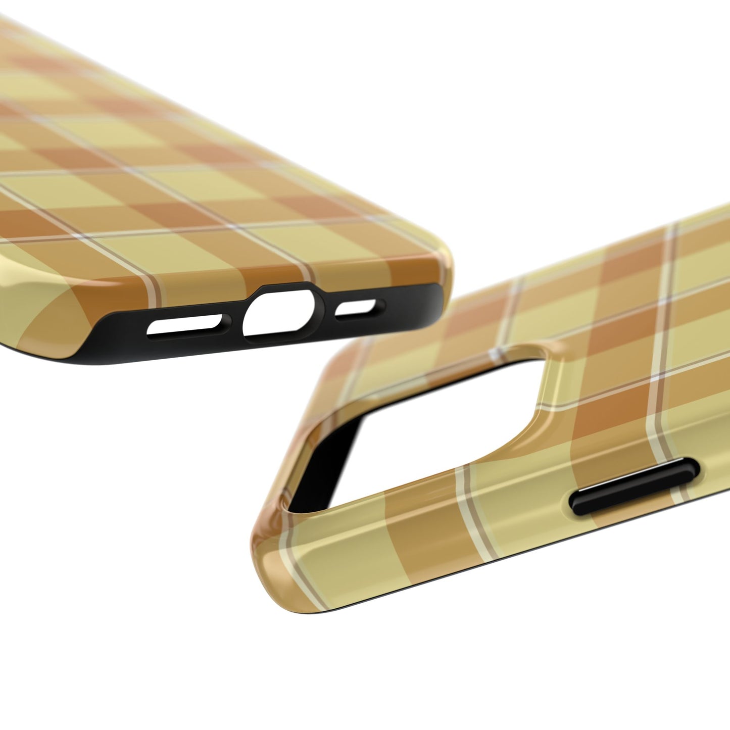 Stylish Autumn Plaid Tough Phone Cases, Trendy Phone Accessories, Durable Phone Protection, Yellow and Brown Plaid, Perfect Gift - Celtic Scents