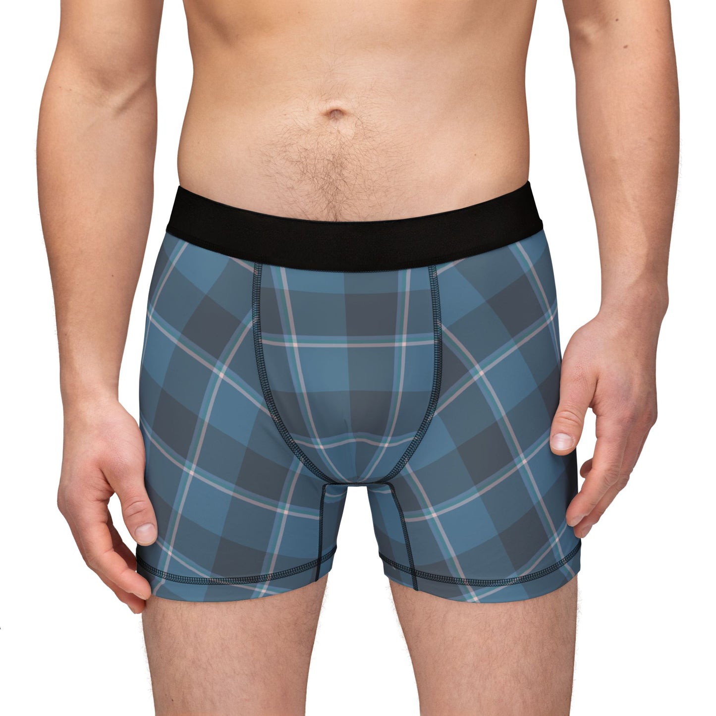 Hoki and Shuttle Gray Plaid Men's Boxers, Stylish, Unique Underwear for Everyday Wear