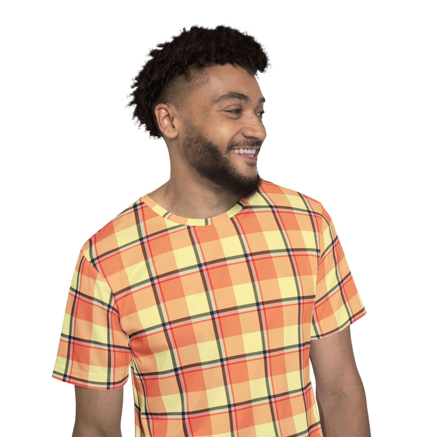 Personalized Men's Sports Jersey, Vibrant Plaid Graphic Tee, Casual Wear, Athletic Style