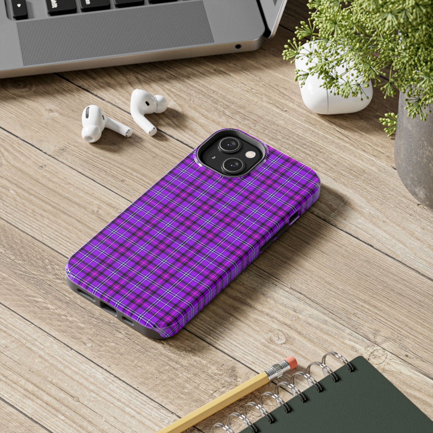 Purple Plaid Stylish Tough Phone Cases, Durable Phone Cover, Protective Case, Trendy Design, Gifts for Her - Celtic Scents