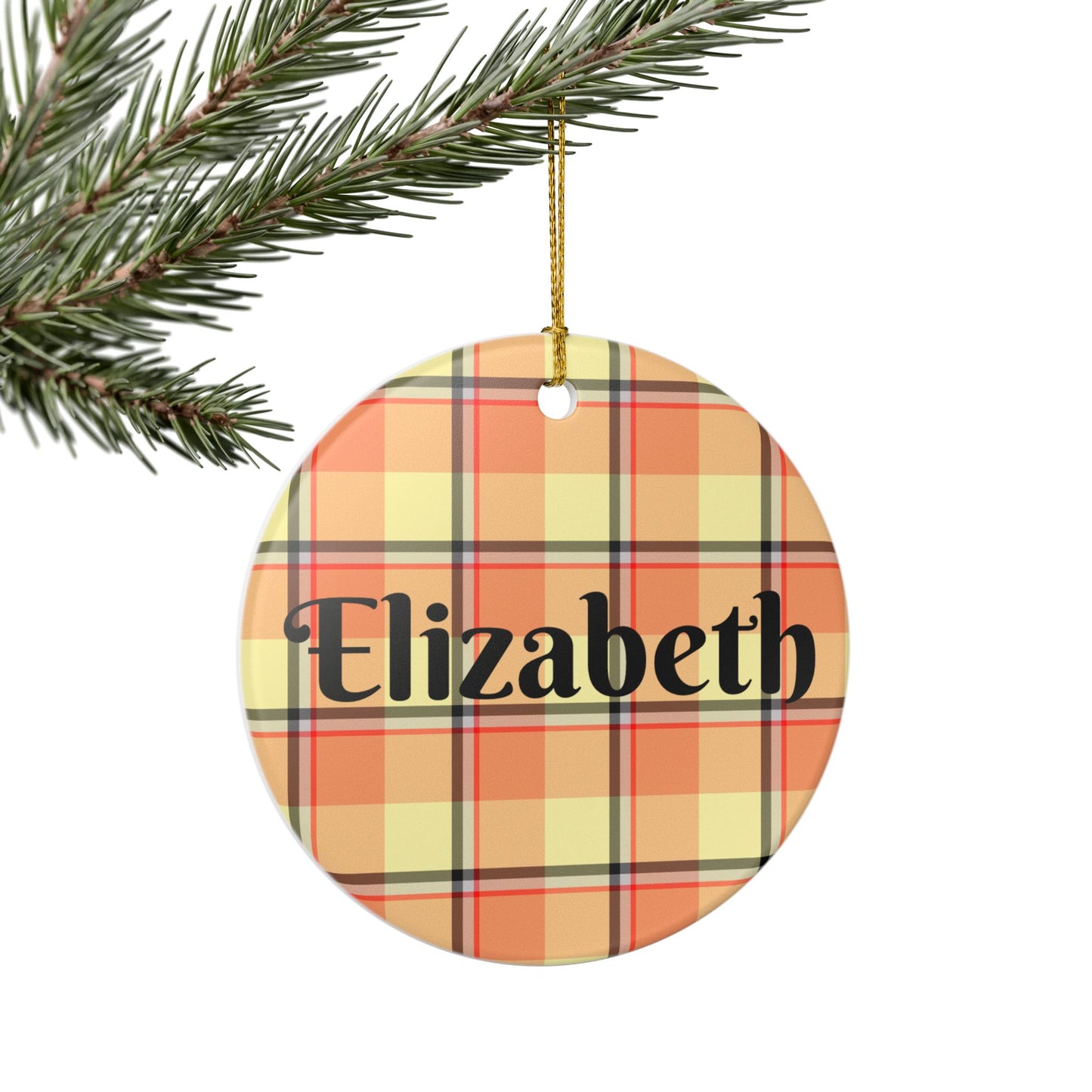 Personalized Ceramic Ornament, Custom Plaid Decoration, Holiday Gift, Home Decor, Christmas Ornament, Family Keepsake - Celtic Scents