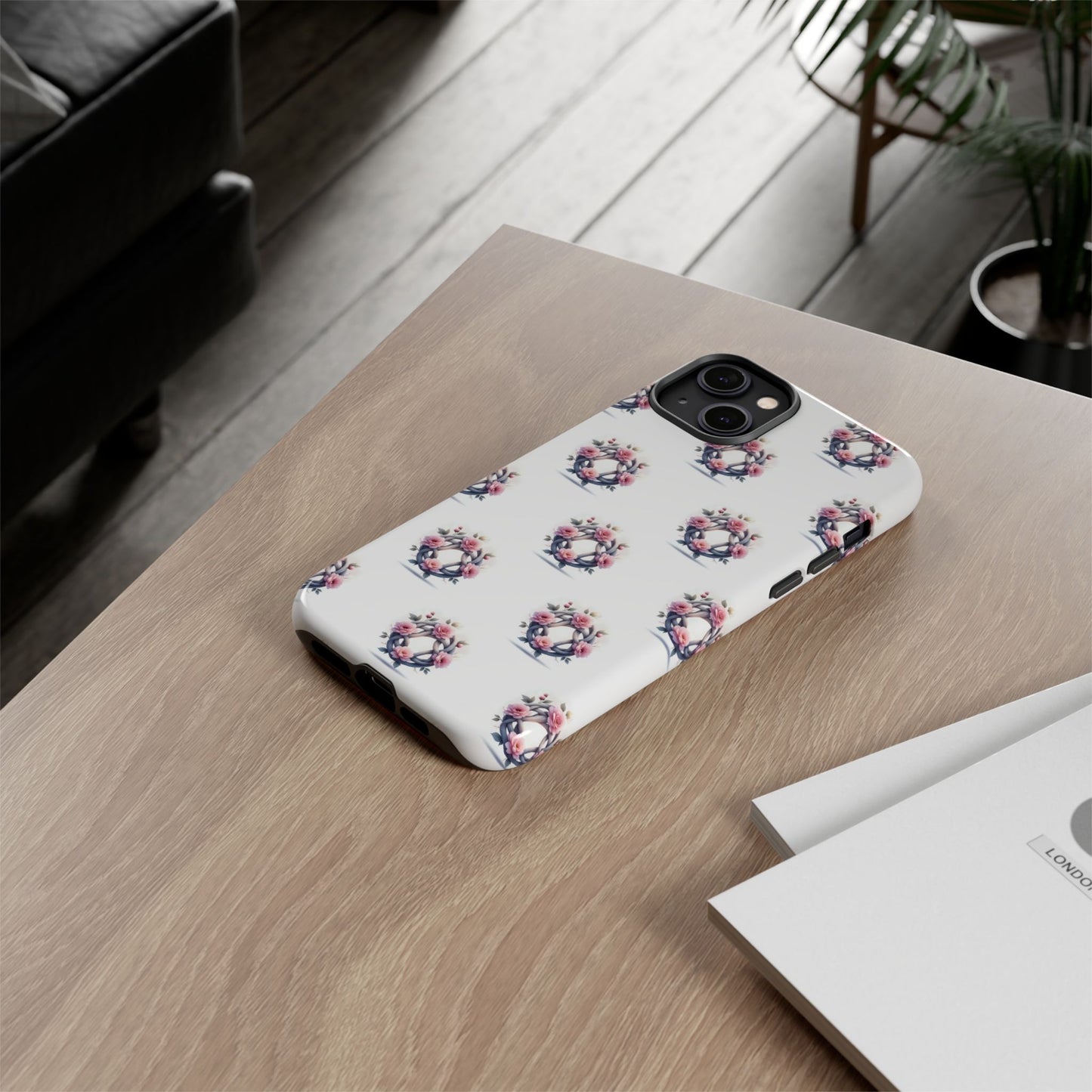 Floral Phone Case, Tough Cases for Women, Cute Celtic Knot Floral Design iPhone Cover, Gift for Her, Stylish Tech Accessories