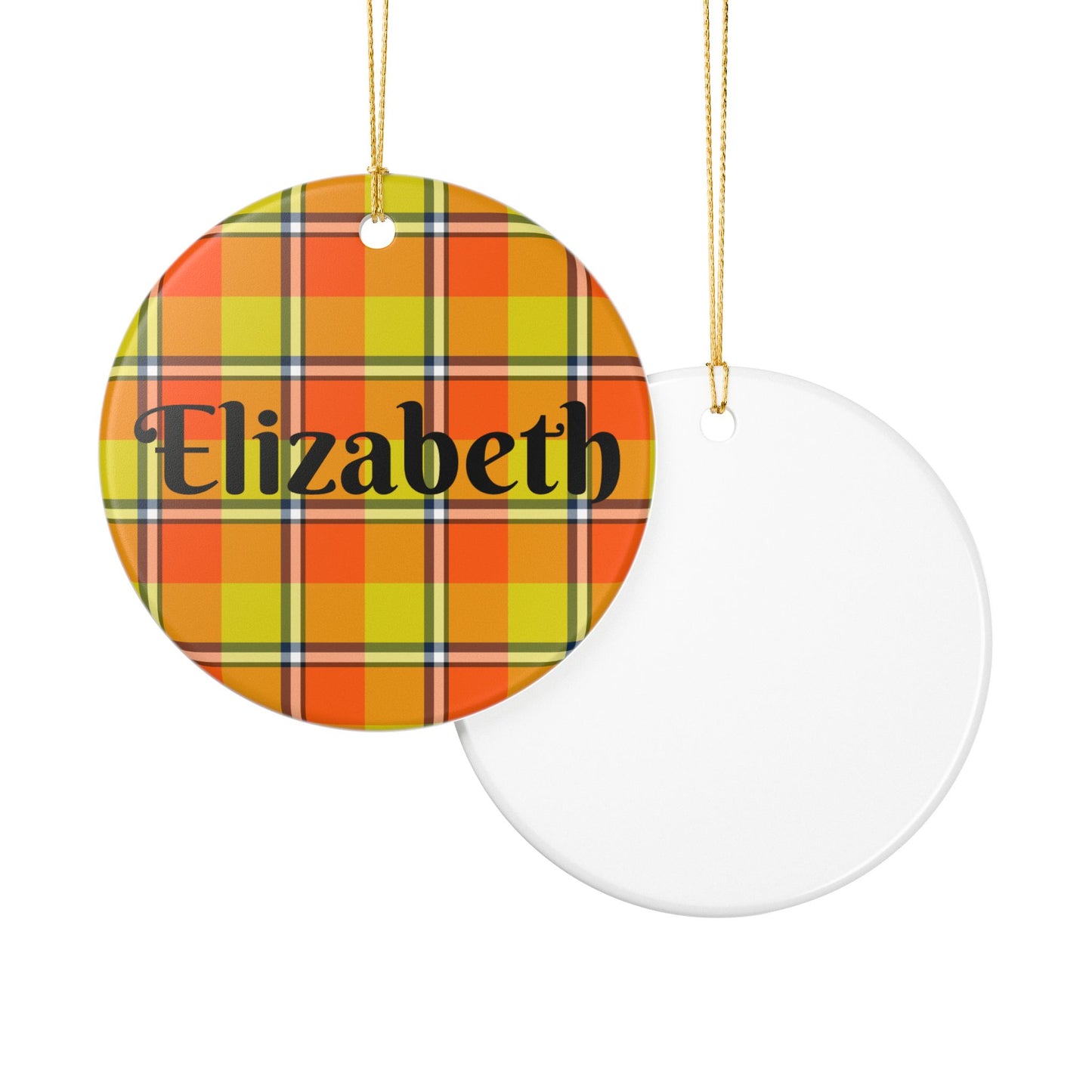 Personalized Ceramic Ornament, Custom Plaid Tree Decoration, Holiday Gift, Unique Home Decor, Christmas Ornament, Family Keepsake - Celtic Scents