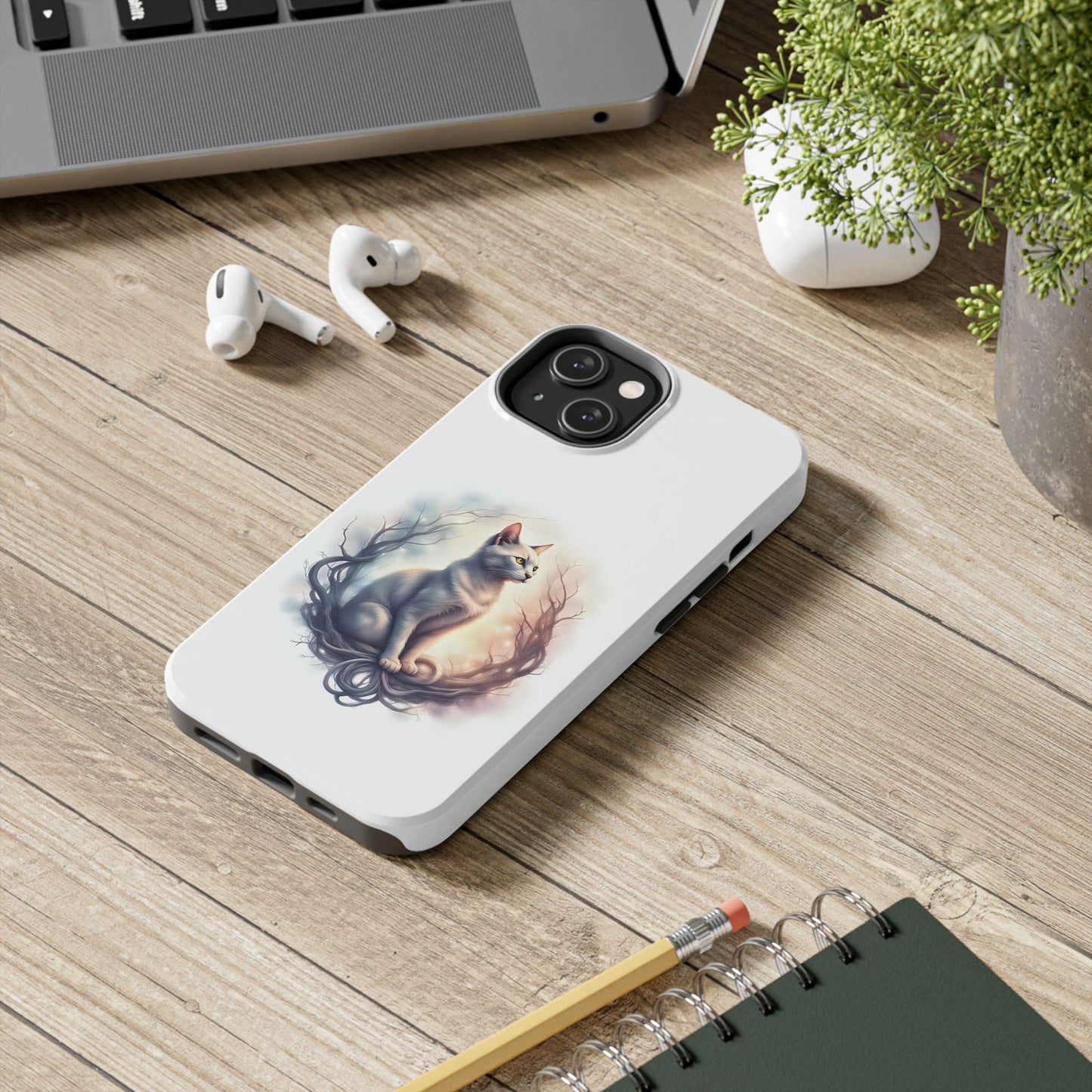 Artistic Cat Phone Case, Tough Phone Cases, Pet Lover Gift, Cat Lover Accessory, Unique Phone Cover, Protector Case - Celtic Scents