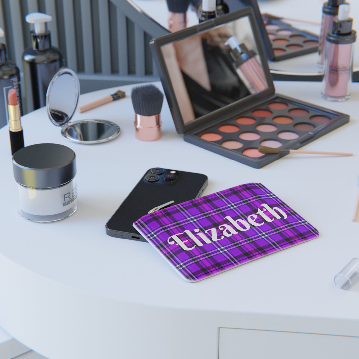 Personalized Plaid Mini Clutch Bag, Stylish Makeup Pouch, Fashion Accessory, Handbag Organizer, Gift for Her, Birthday, Holiday - Celtic Scents