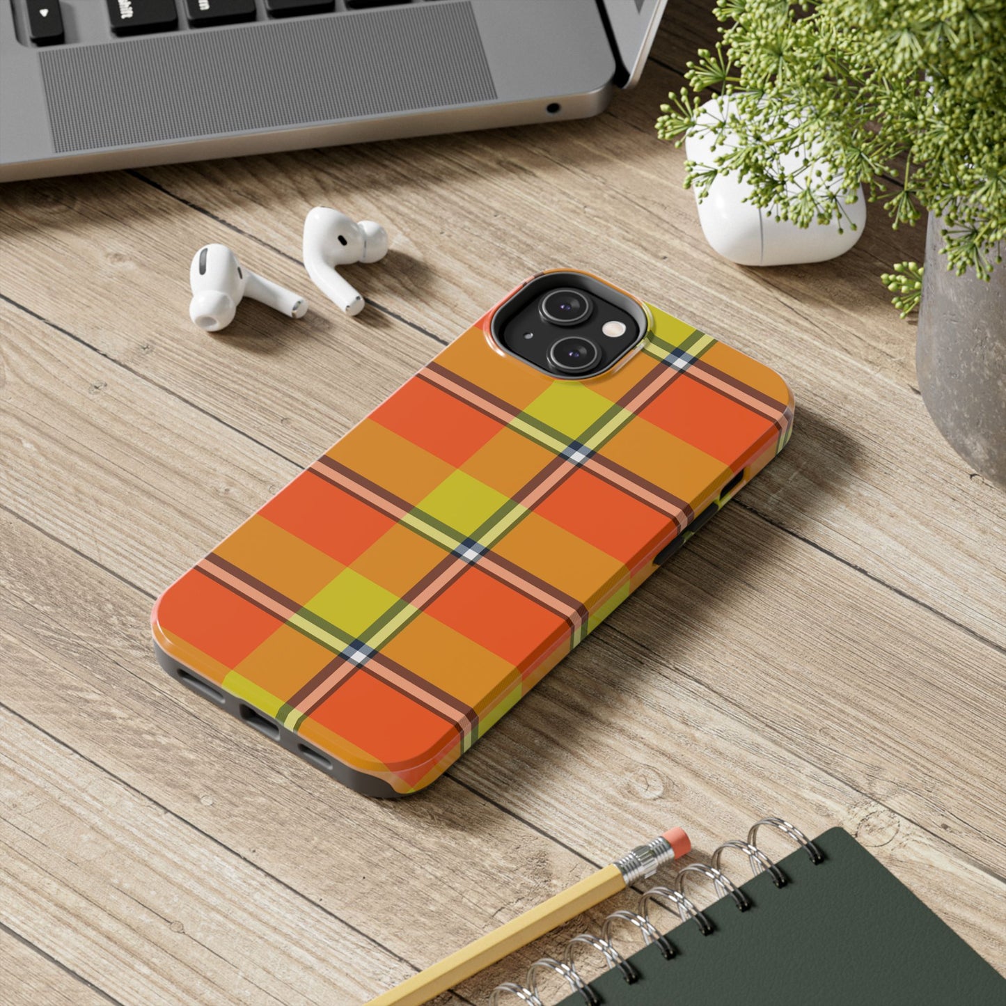 Vibrant Autumn Plaid Phone Case | Tough Phone Protector, Colorful Tech Accessory, Stylish Gift for Him/Her, Fun Birthday Present, Trendy - Celtic Scents