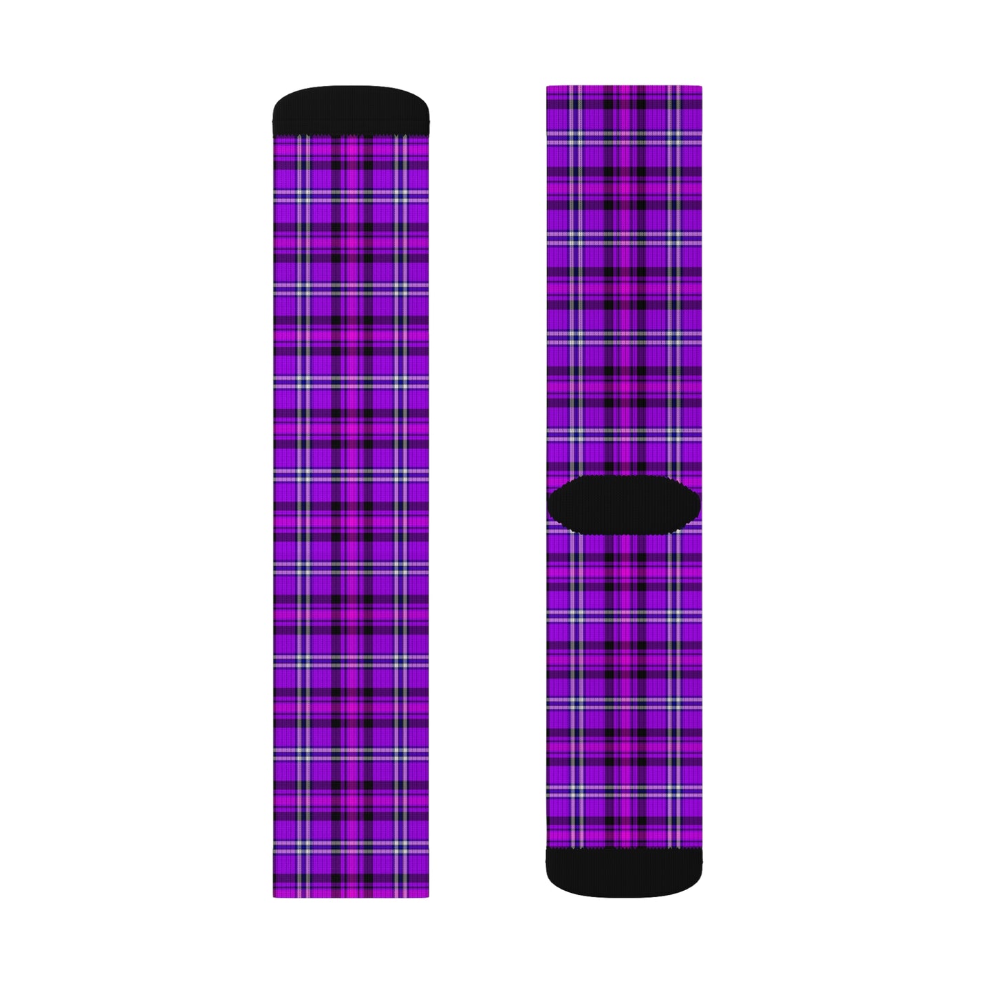 Purple Plaid Sublimation Socks, Cozy Gifts for Her, Fashionable Footwear - Celtic Scents