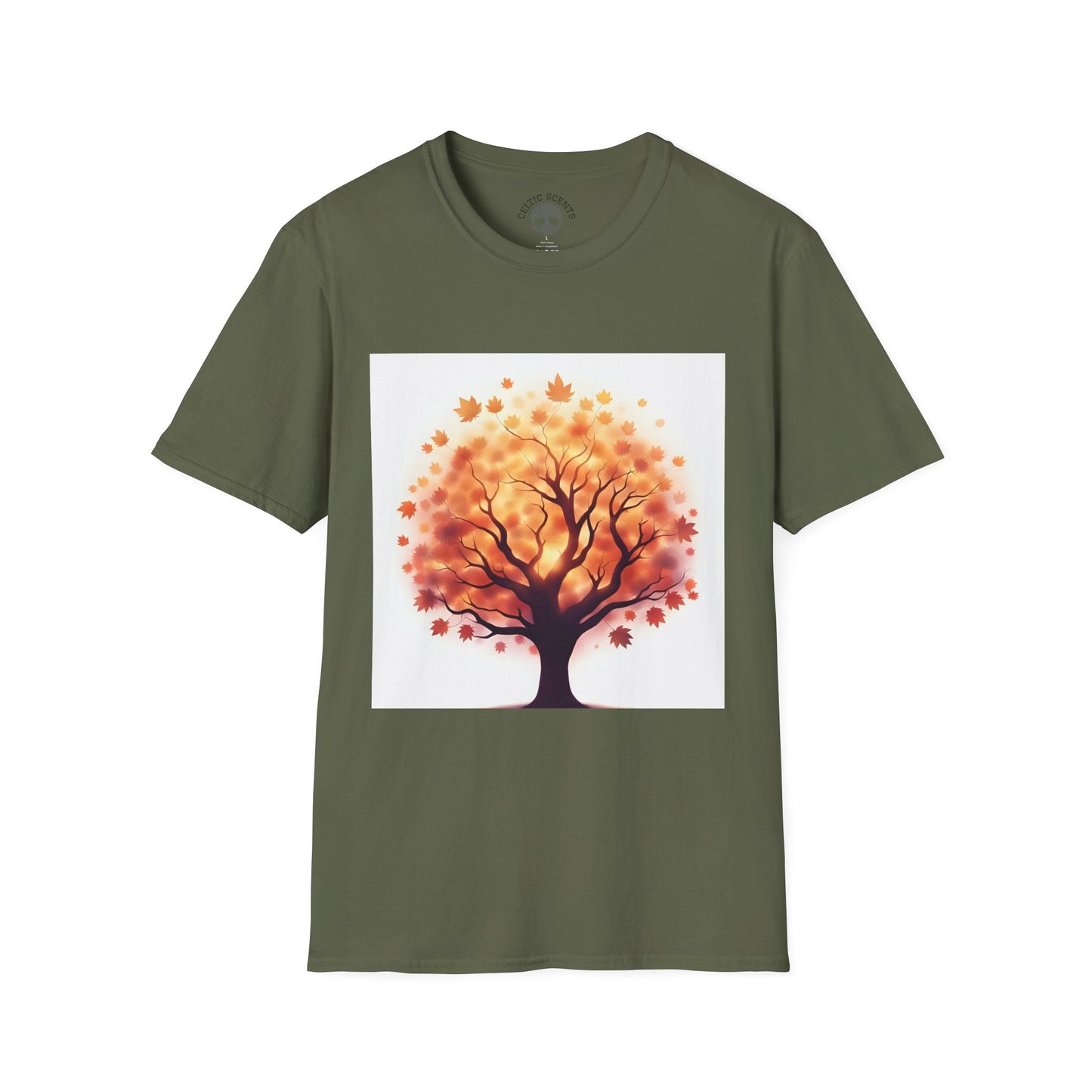 Autumn Tree Graphic T-Shirt, Fall Tee for Nature Lovers, Unisex Softstyle T-Shirt, Gift for Thanksgiving, Cozy Casual Wear - Celtic Scents