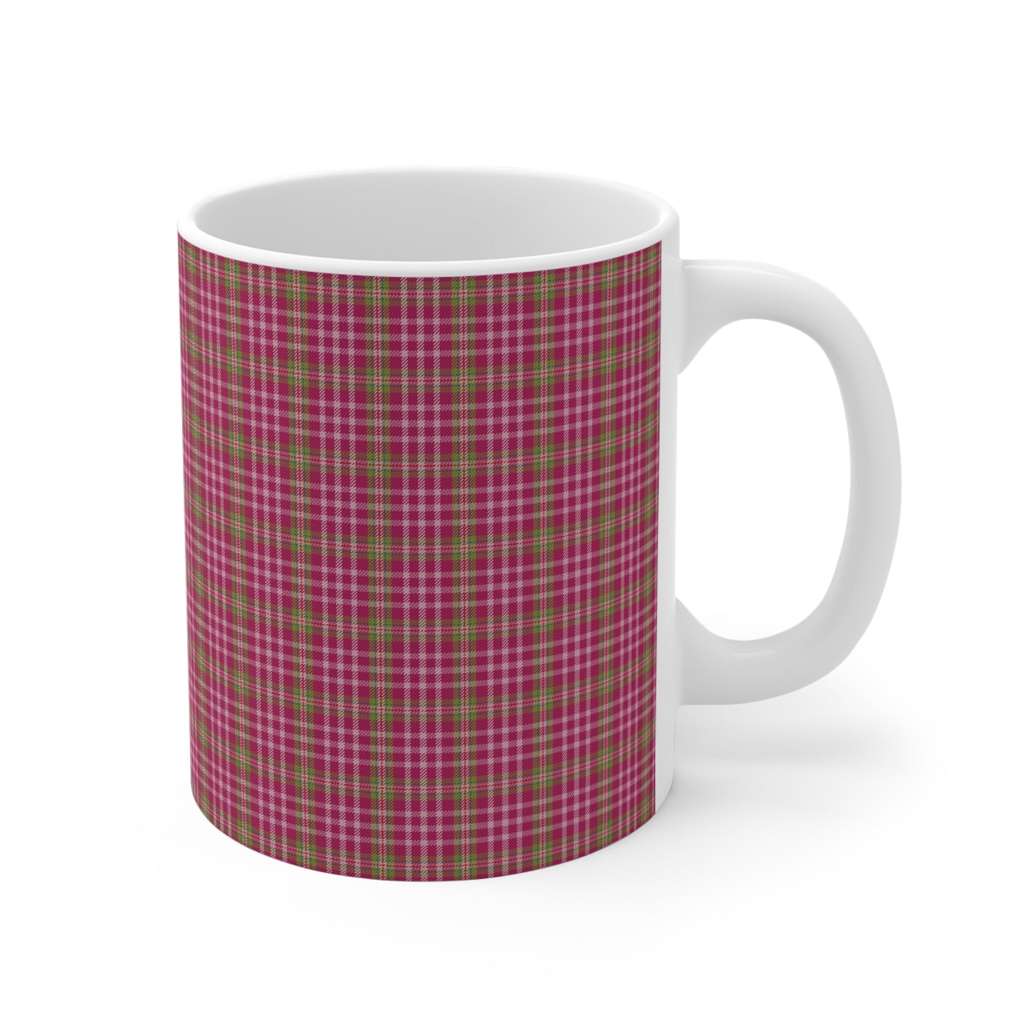 Cozy Pink Plaid Mug | 11oz Coffee Cup | Perfect for Autumn, Home Decor, Gift for Friends and Family, Warm Beverage Enjoyment - Celtic Scents