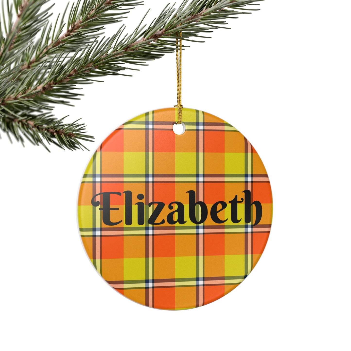 Personalized Ceramic Ornament, Custom Plaid Tree Decoration, Holiday Gift, Unique Home Decor, Christmas Ornament, Family Keepsake - Celtic Scents