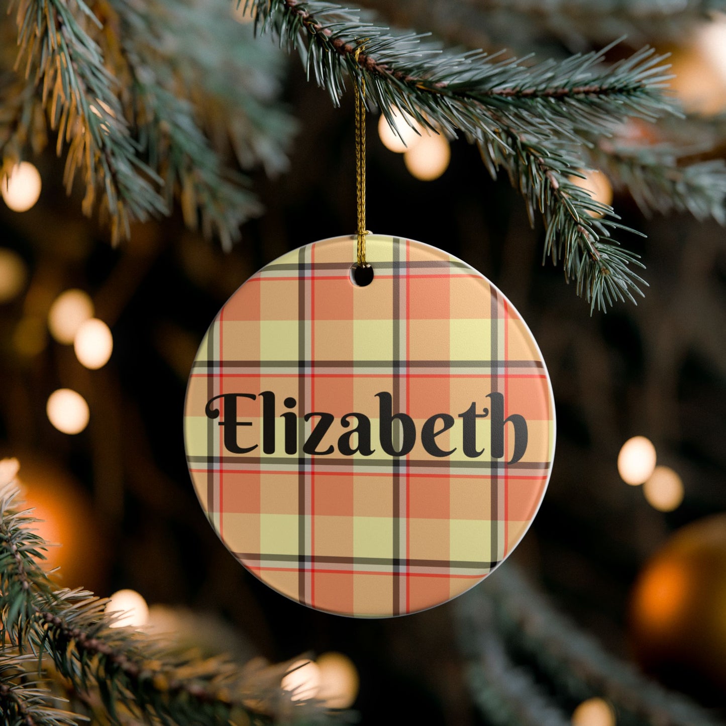 Personalized Ceramic Ornament, Custom Plaid Decoration, Holiday Gift, Home Decor, Christmas Ornament, Family Keepsake - Celtic Scents