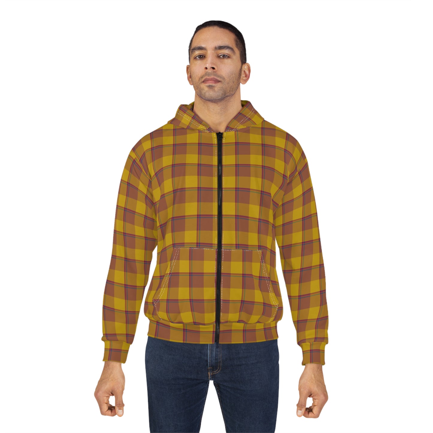 Cozy Plaid Zip Hoodie, Warm Layer for Fall, Unisex Gift for Comfort Seekers, Casual Wear, Autumn Style, Everyday Essentials - Celtic Scents