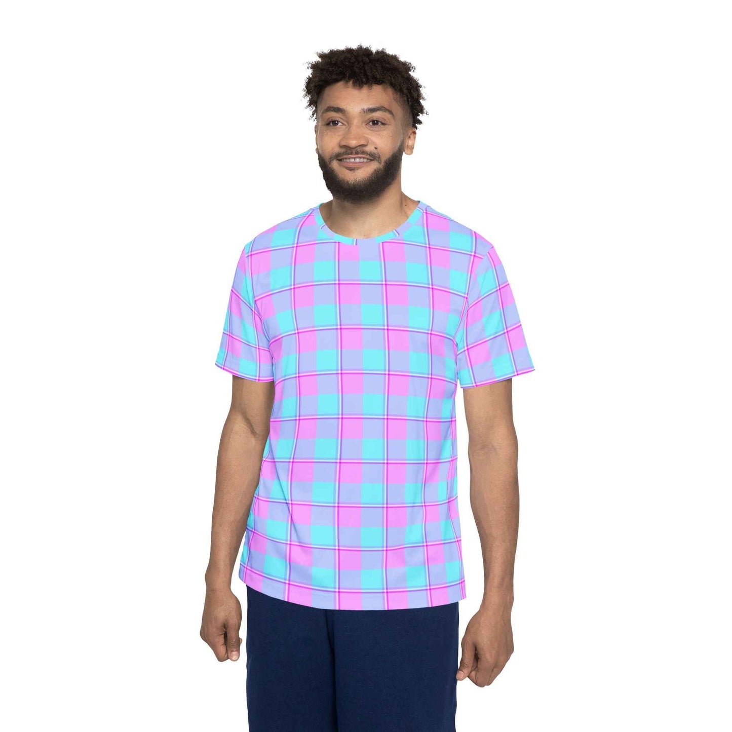 Customized Men's Sports Jersey, Vibrant Plaid, Athleisure Tee, Casual Wear, Summer Sports