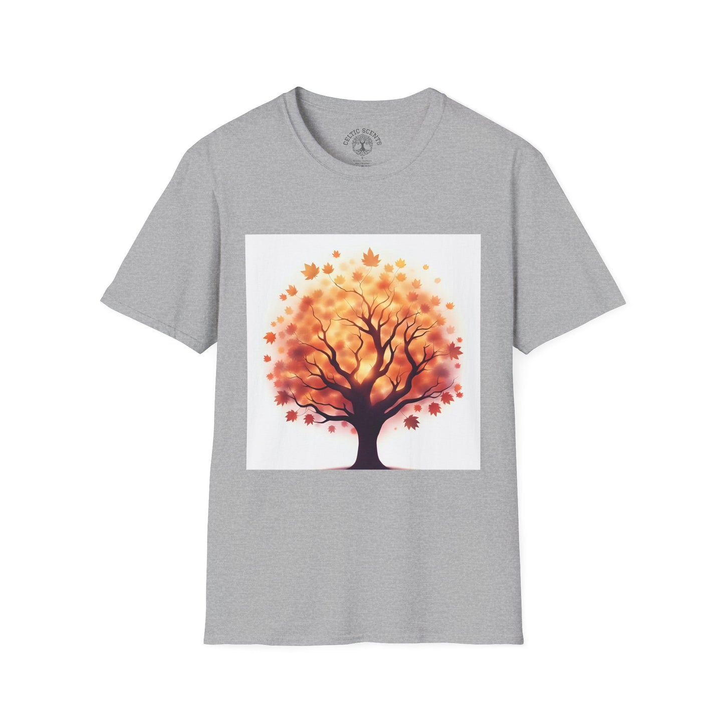 Autumn Tree Graphic T-Shirt, Fall Tee for Nature Lovers, Unisex Softstyle T-Shirt, Gift for Thanksgiving, Cozy Casual Wear - Celtic Scents