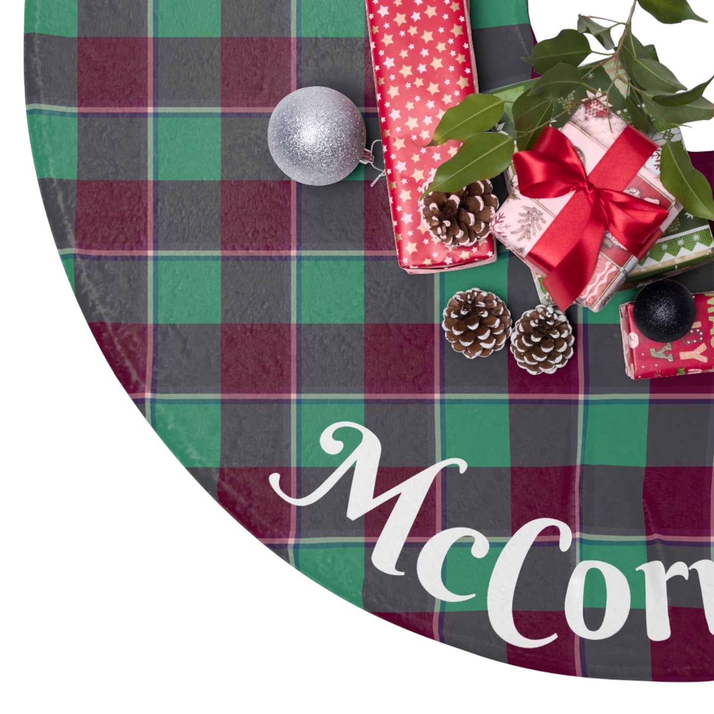 Personalized Christmas Tree Skirt, Festive Home Decor, Holiday Decoration, Christmas Gift, Custom Plaid Tree Skirt - Celtic Scents