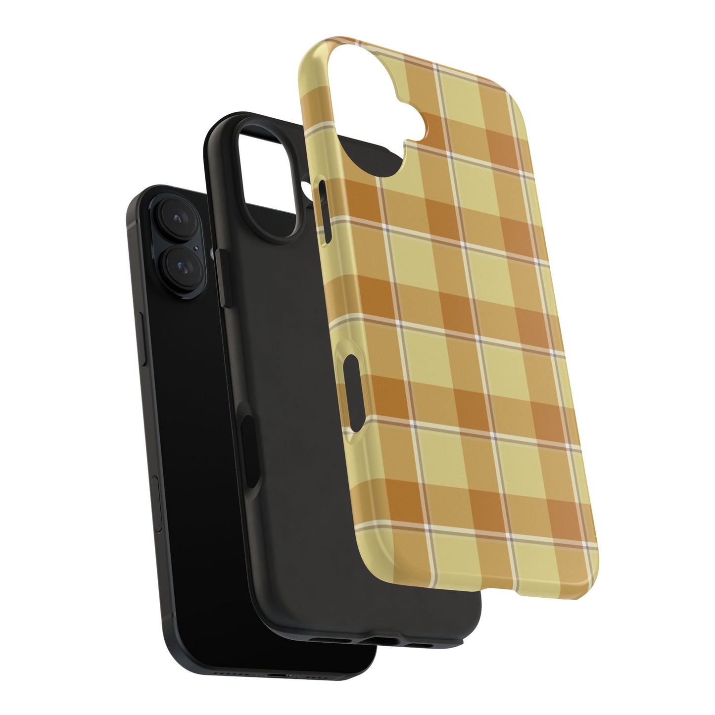 Stylish Autumn Plaid Tough Phone Cases, Trendy Phone Accessories, Durable Phone Protection, Yellow and Brown Plaid, Perfect Gift